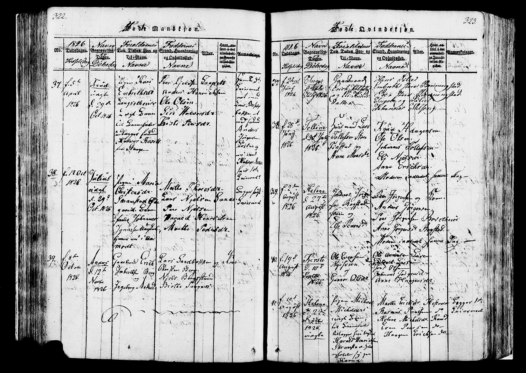 Løten prestekontor, AV/SAH-PREST-022/K/Ka/L0005: Parish register (official) no. 5, 1814-1832, p. 322-323