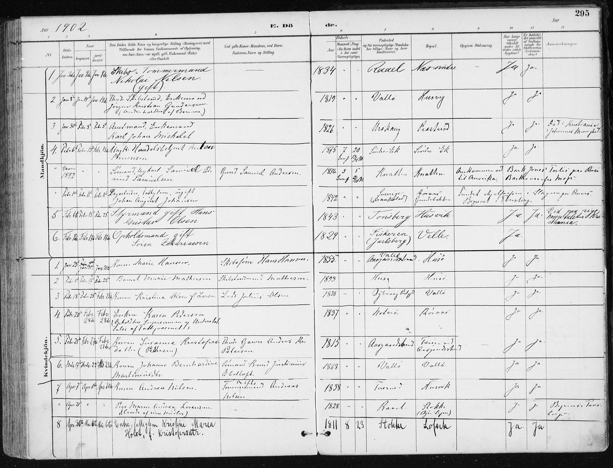 Sem kirkebøker, AV/SAKO-A-5/F/Fb/L0005: Parish register (official) no. II 5, 1892-1904, p. 295