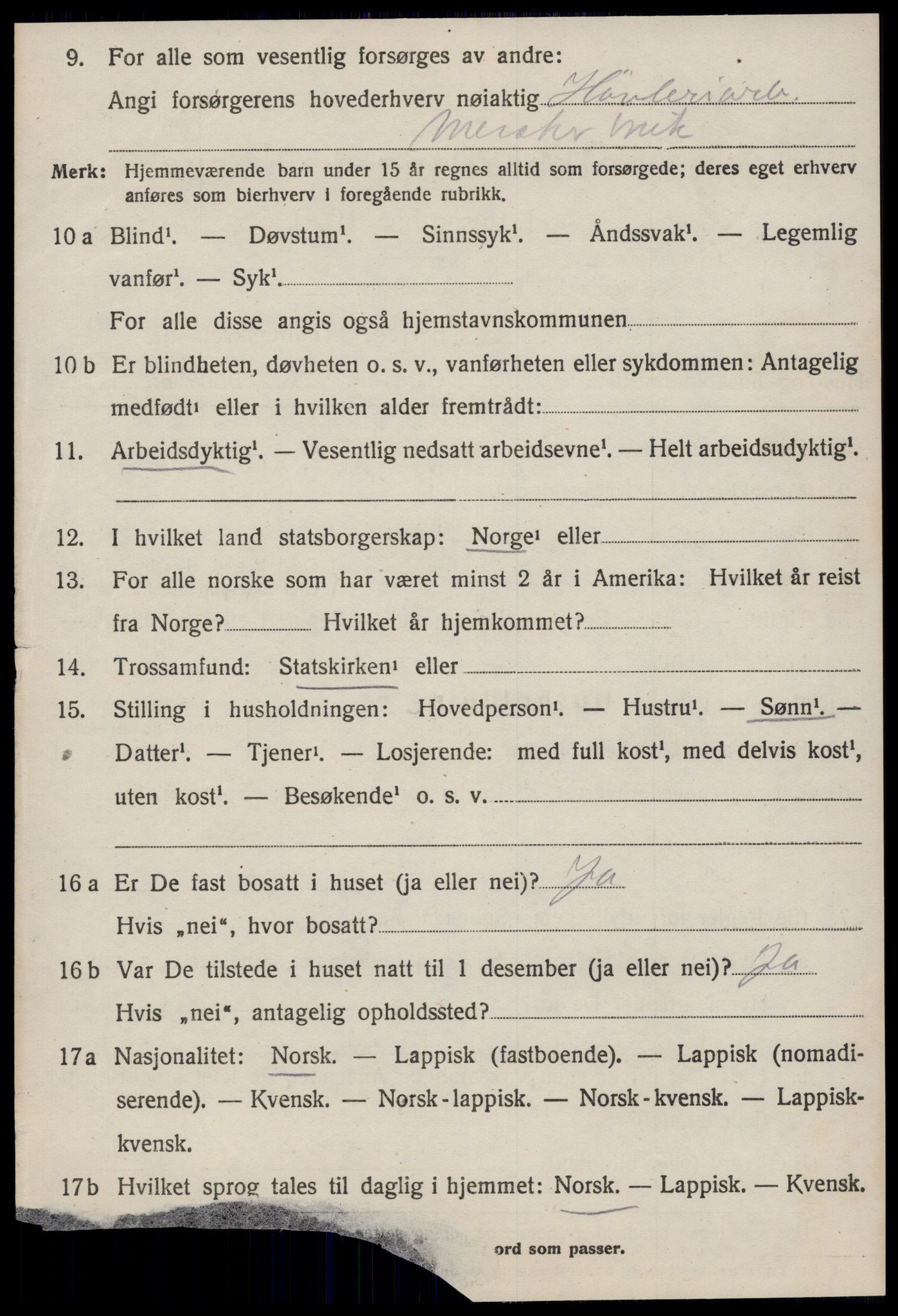 SAT, 1920 census for Malvik, 1920, p. 7215