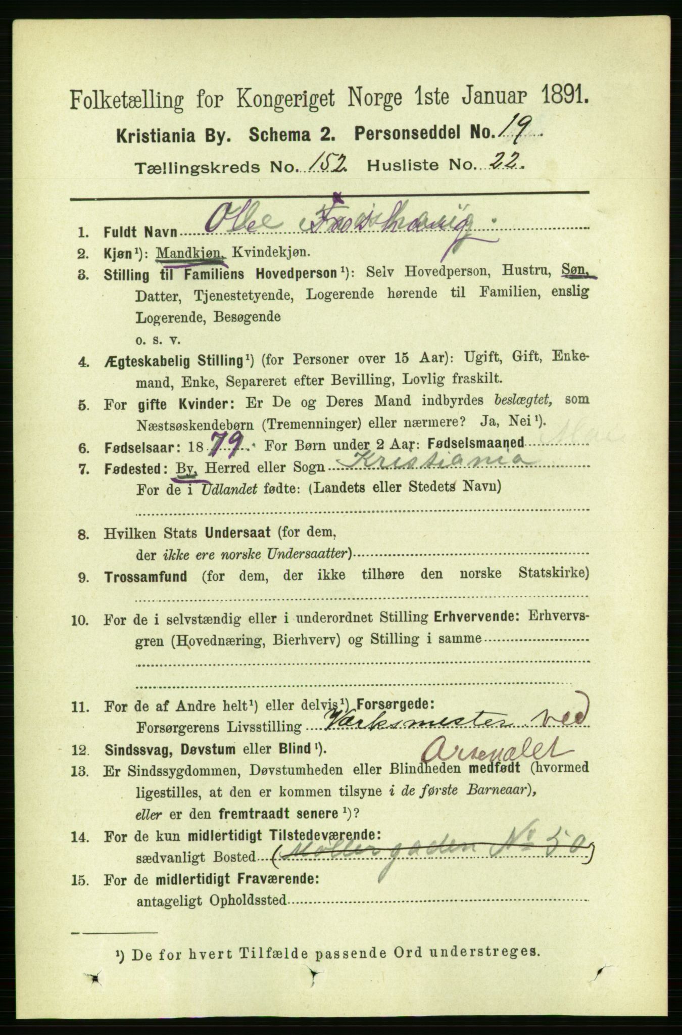 RA, 1891 census for 0301 Kristiania, 1891, p. 85861