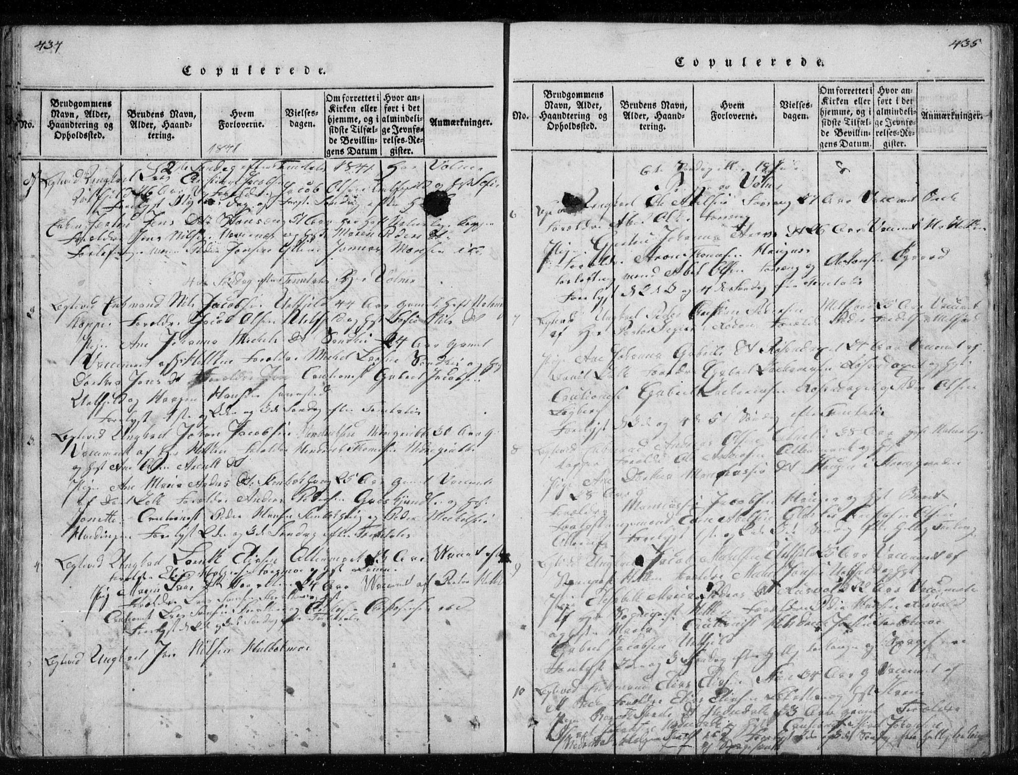 Ministerialprotokoller, klokkerbøker og fødselsregistre - Nordland, SAT/A-1459/827/L0412: Parish register (copy) no. 827C01, 1820-1841, p. 434-435