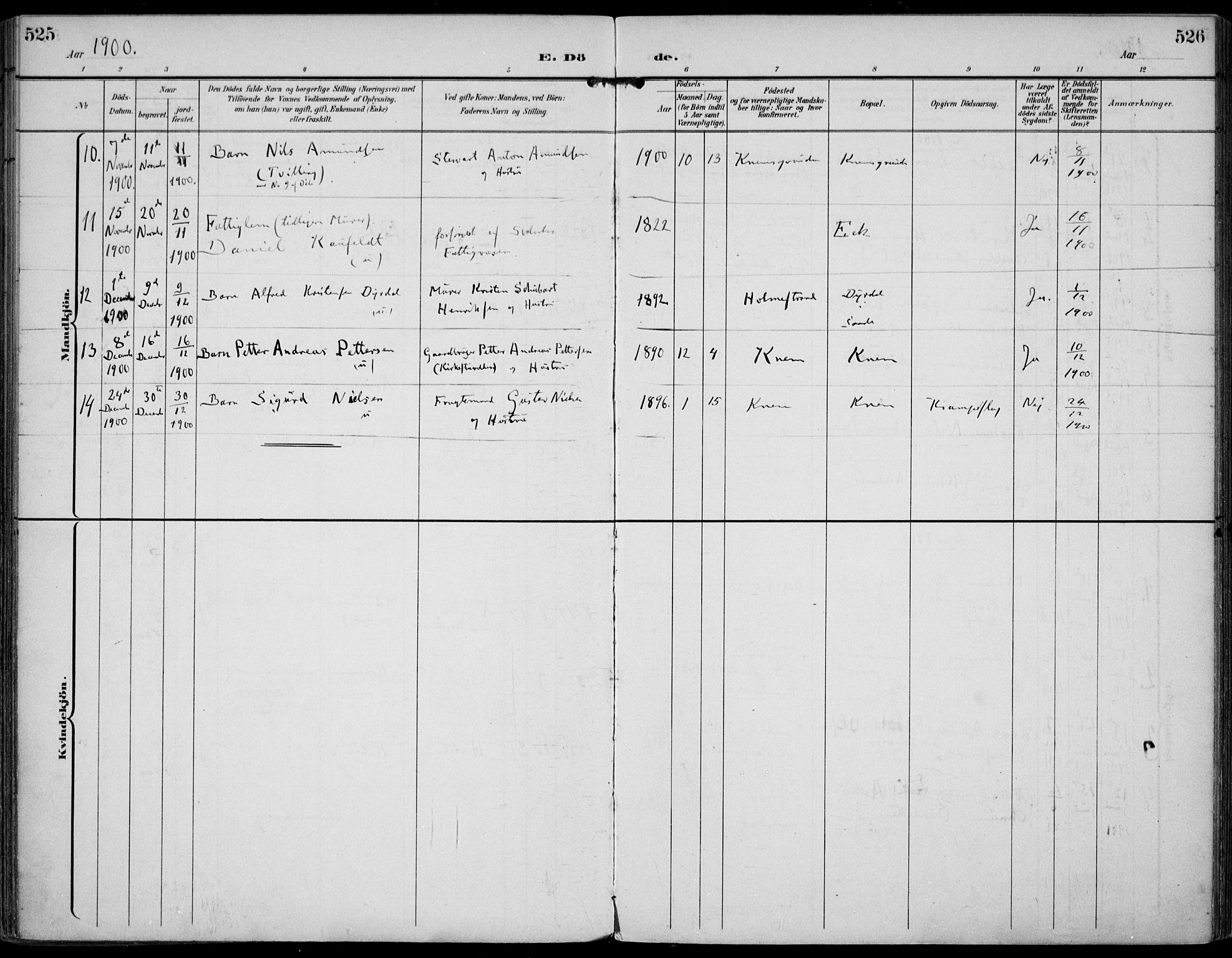 Strømm kirkebøker, AV/SAKO-A-322/F/Fa/L0005: Parish register (official) no. I 5, 1898-1919, p. 525-526