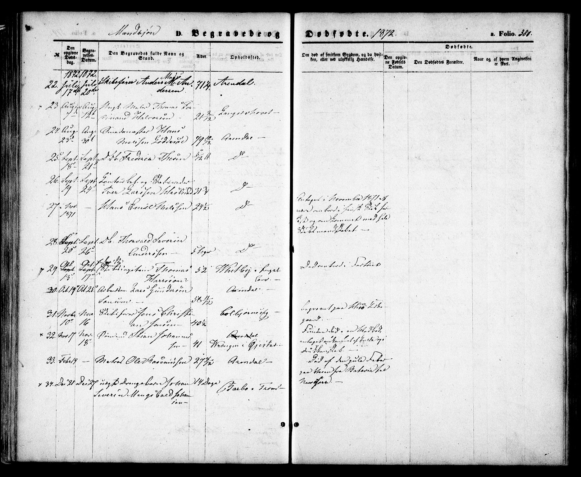 Arendal sokneprestkontor, Trefoldighet, SAK/1111-0040/F/Fa/L0007: Parish register (official) no. A 7, 1868-1878, p. 380