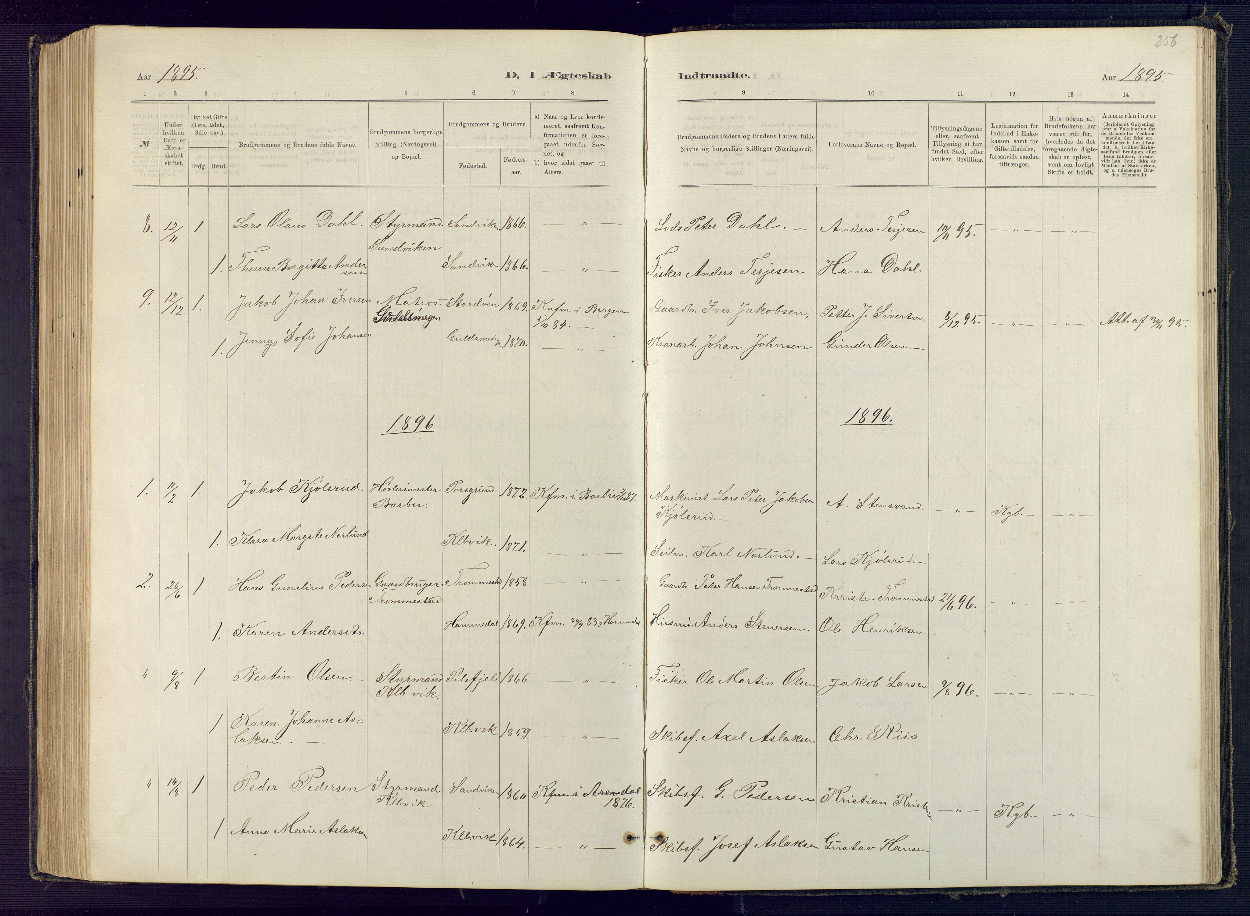 Hisøy sokneprestkontor, SAK/1111-0020/F/Fb/L0003: Parish register (copy) no. B 3, 1885-1905, p. 256