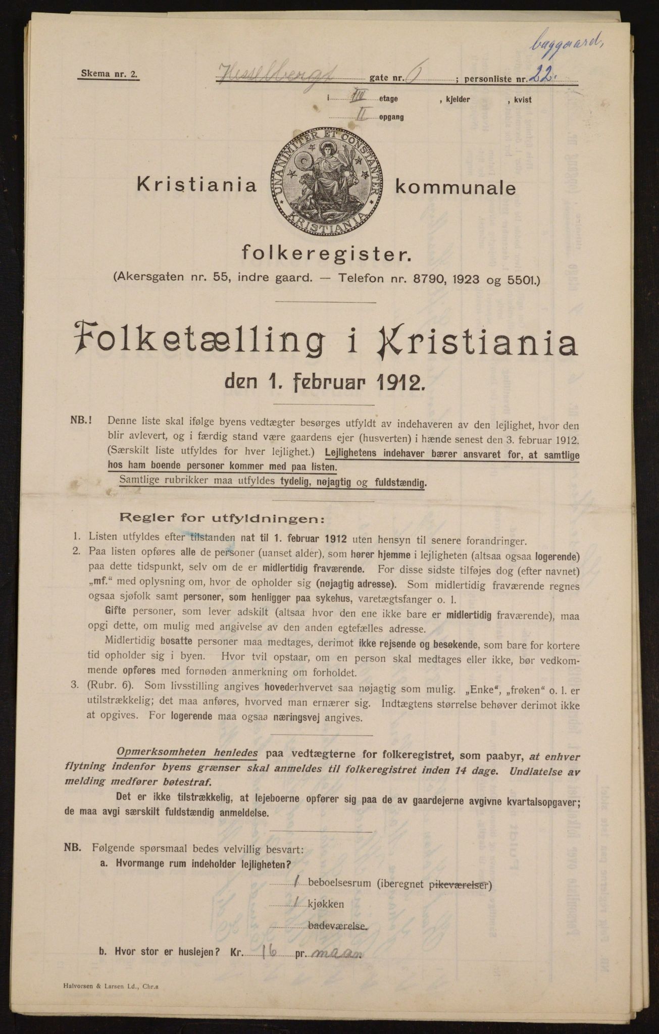 OBA, Municipal Census 1912 for Kristiania, 1912, p. 40251