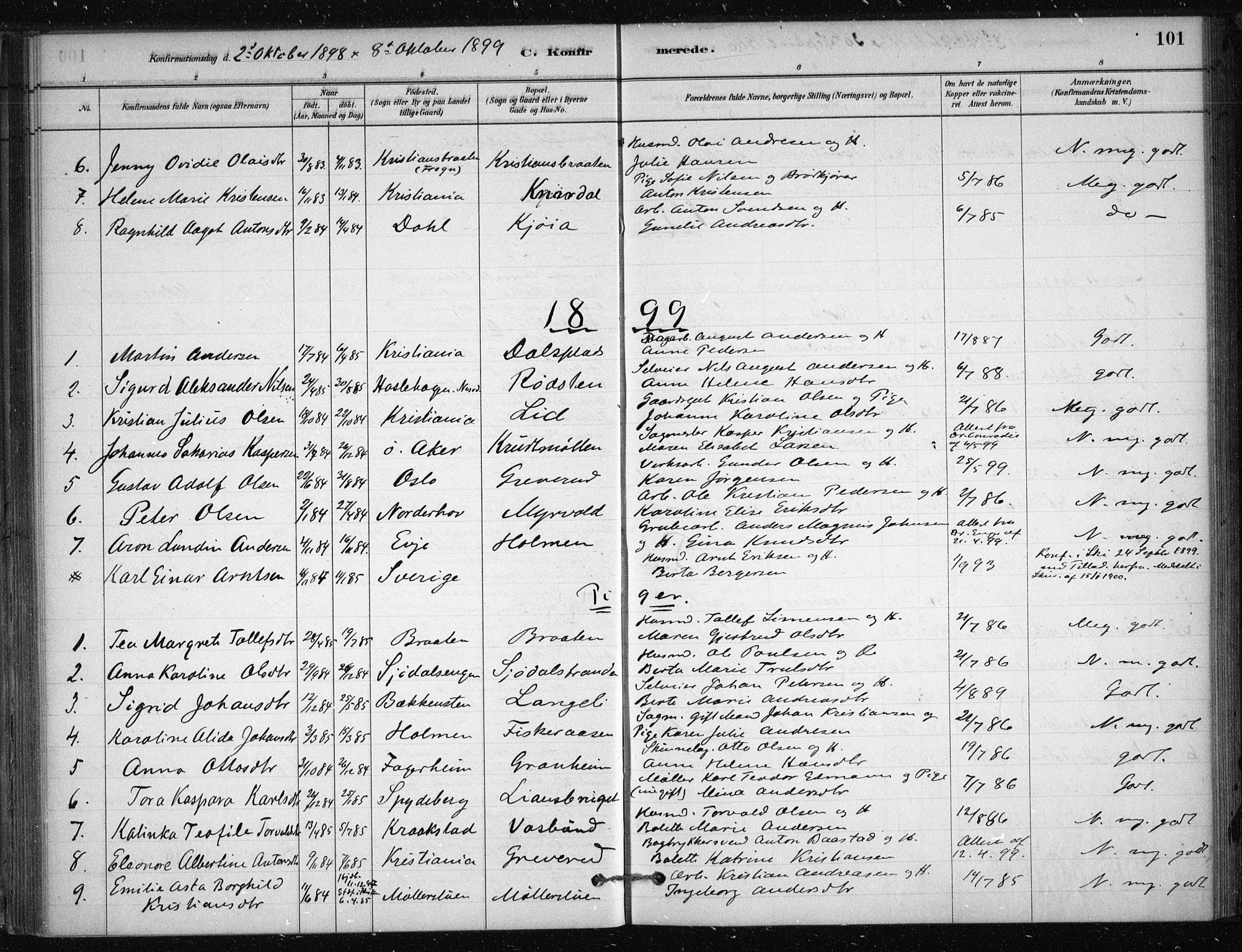 Nesodden prestekontor Kirkebøker, SAO/A-10013/F/Fb/L0001: Parish register (official) no. II 1, 1880-1915, p. 101