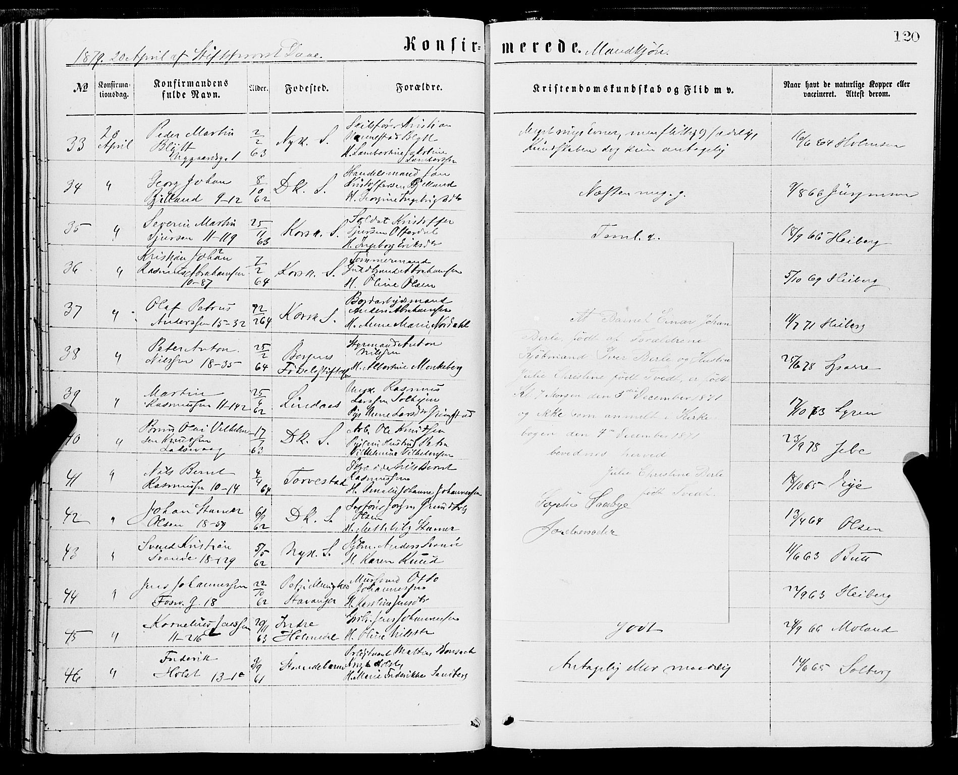 Domkirken sokneprestembete, AV/SAB-A-74801/H/Haa/L0029: Parish register (official) no. C 4, 1864-1879, p. 120