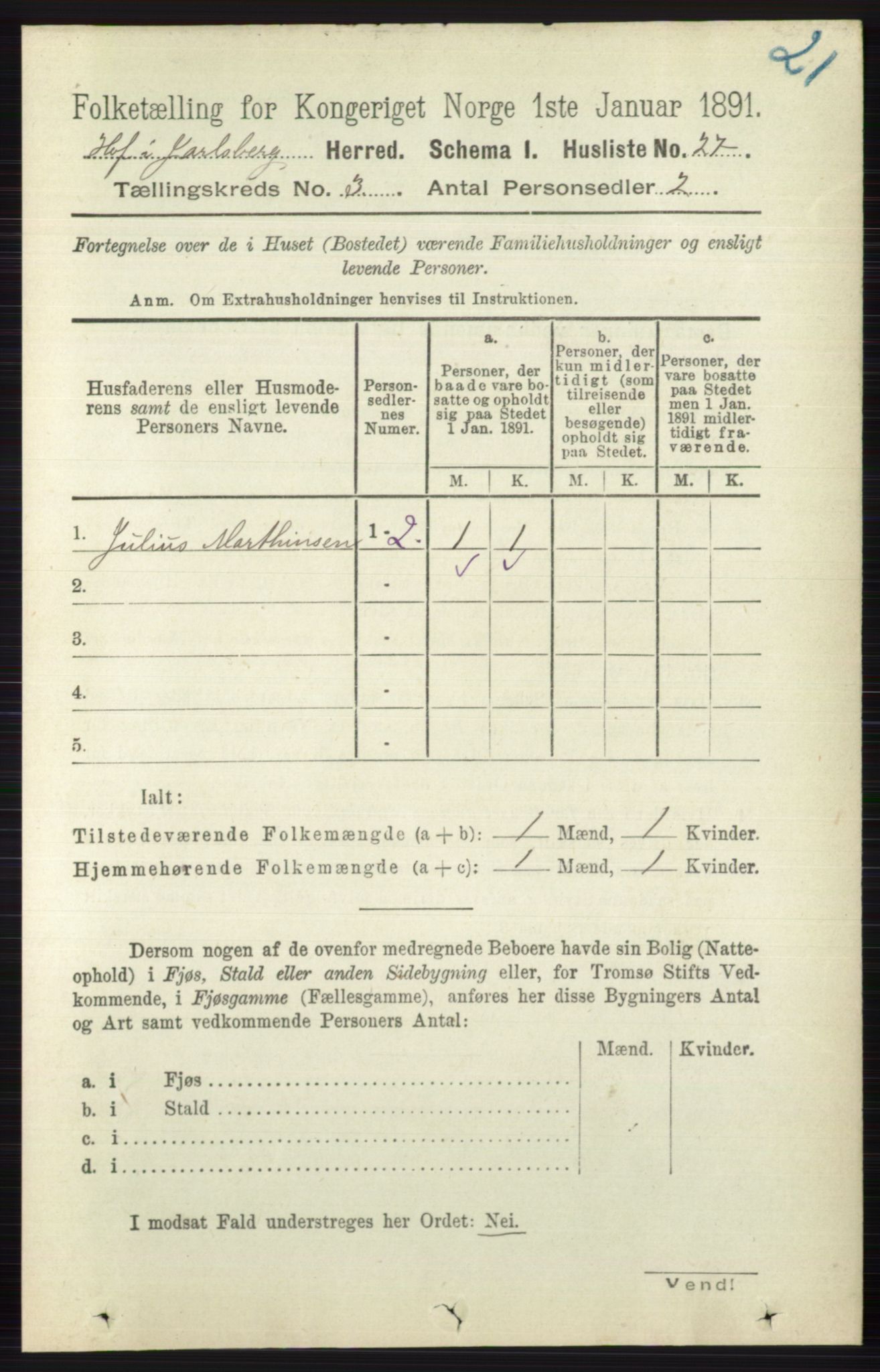 RA, 1891 census for 0714 Hof, 1891, p. 871