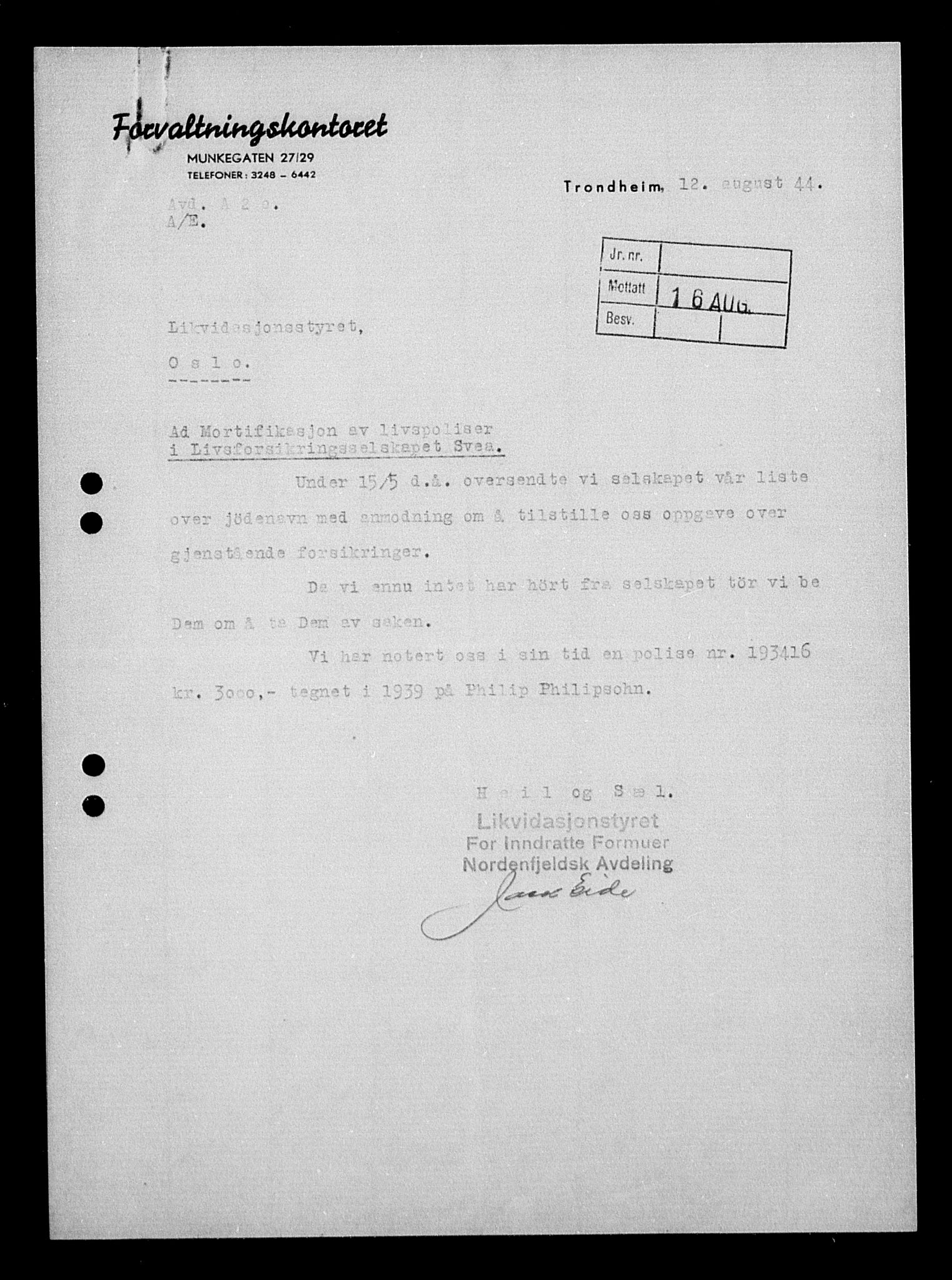 Justisdepartementet, Tilbakeføringskontoret for inndratte formuer, AV/RA-S-1564/H/Hc/Hcb/L0915: --, 1945-1947, p. 233