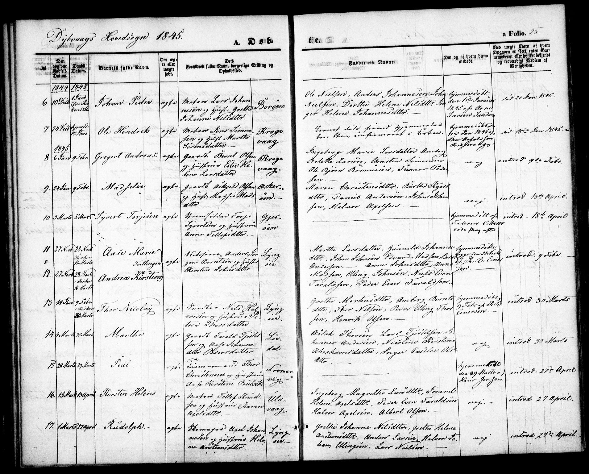 Dypvåg sokneprestkontor, AV/SAK-1111-0007/F/Fa/Faa/L0005: Parish register (official) no. A 5, 1841-1854, p. 25