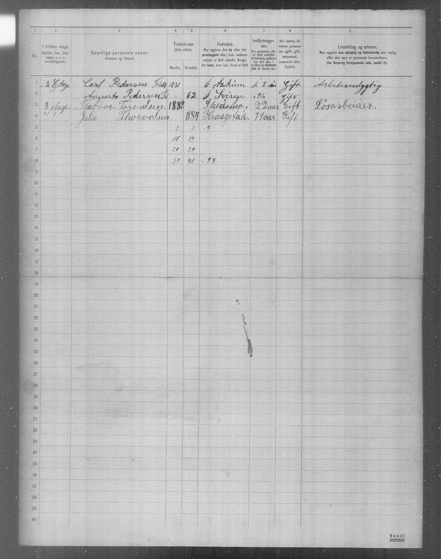 OBA, Municipal Census 1904 for Kristiania, 1904, p. 13889