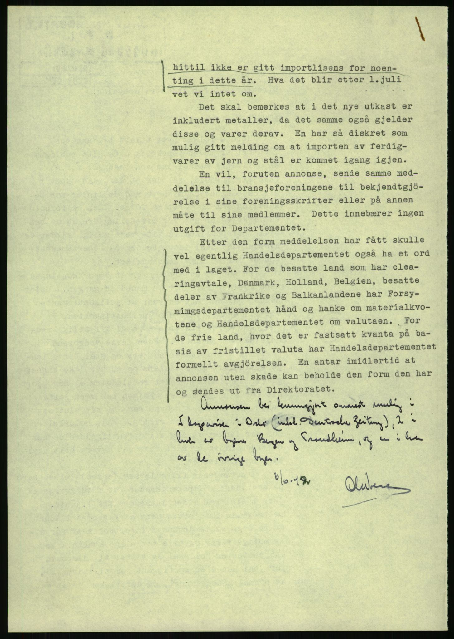 Direktoratet for industriforsyning, Sekretariatet, AV/RA-S-4153/D/Df/L0054: 9. Metallkontoret, 1940-1945, p. 1704