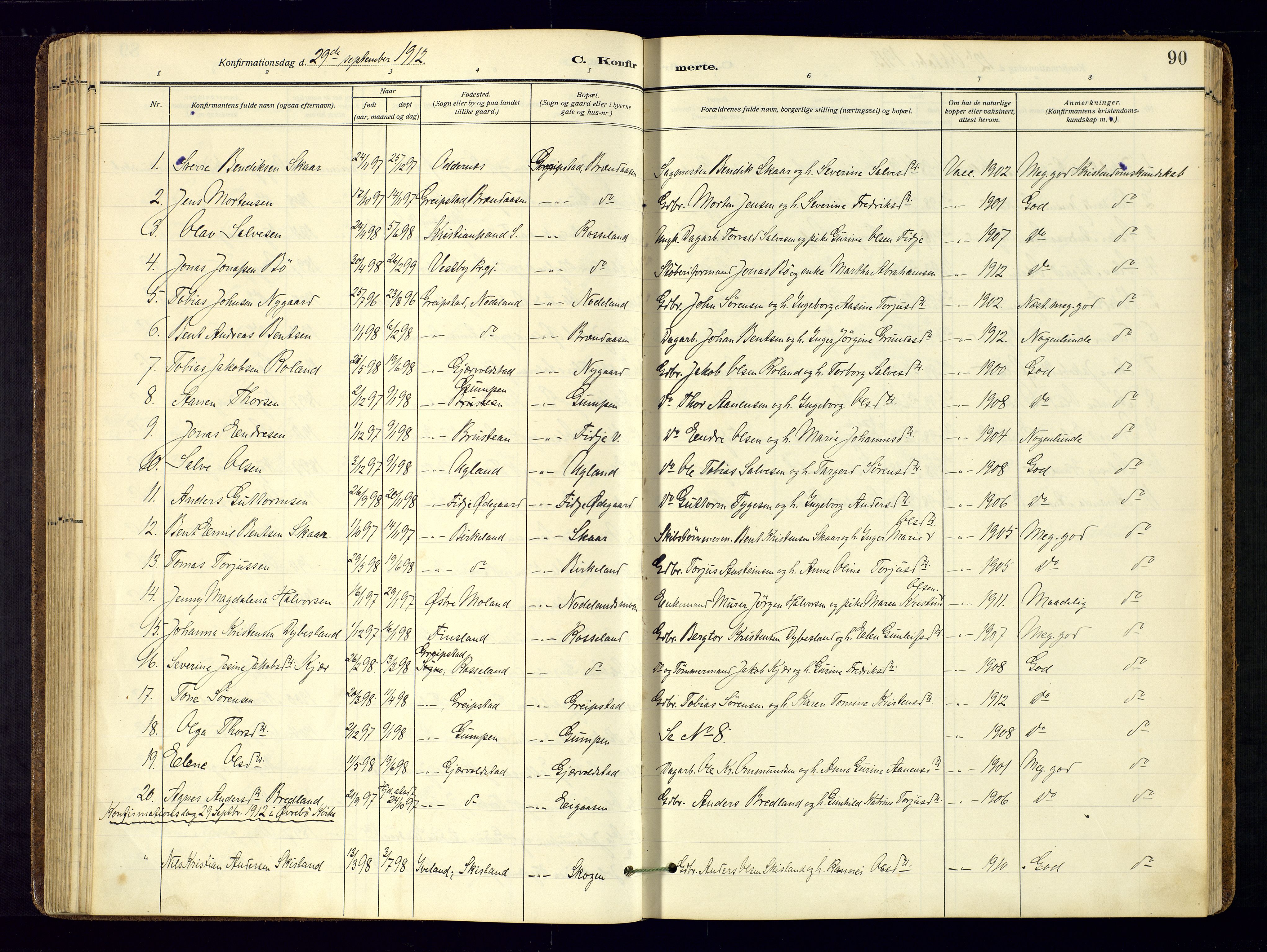 Søgne sokneprestkontor, AV/SAK-1111-0037/F/Fa/Faa/L0004: Parish register (official) no. A-4, 1911-1945, p. 90