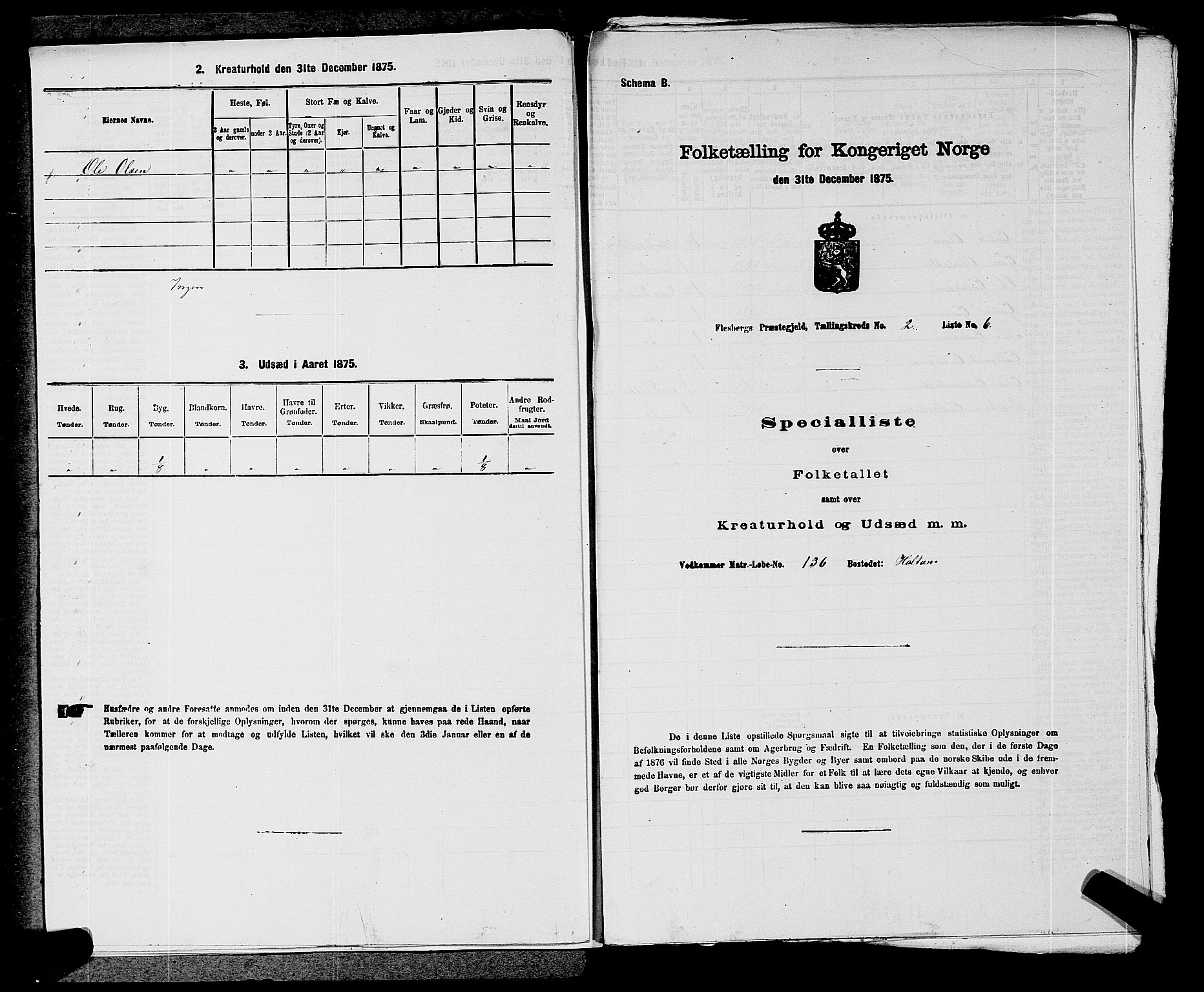 SAKO, 1875 census for 0631P Flesberg, 1875, p. 470