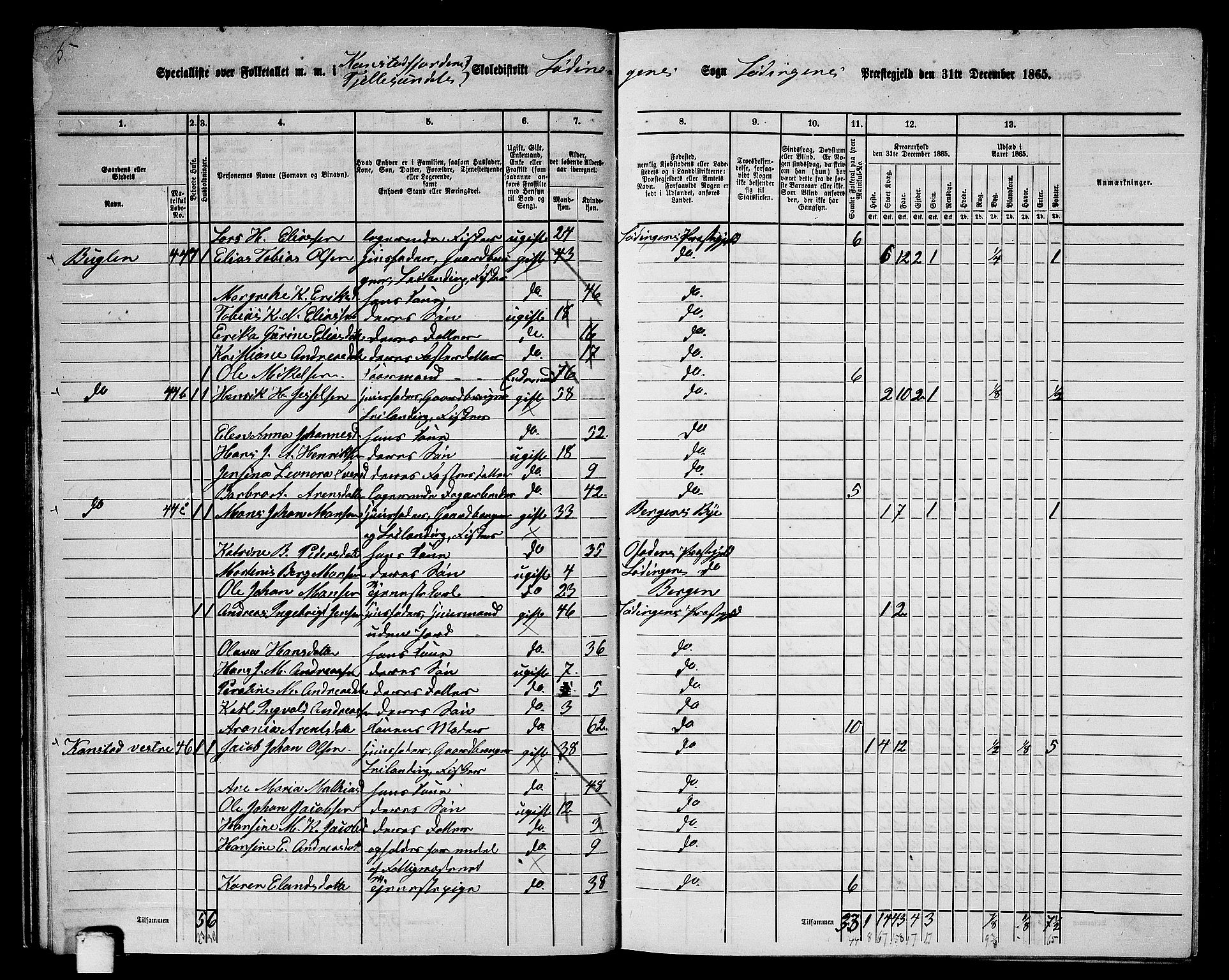 RA, 1865 census for Lødingen, 1865, p. 39