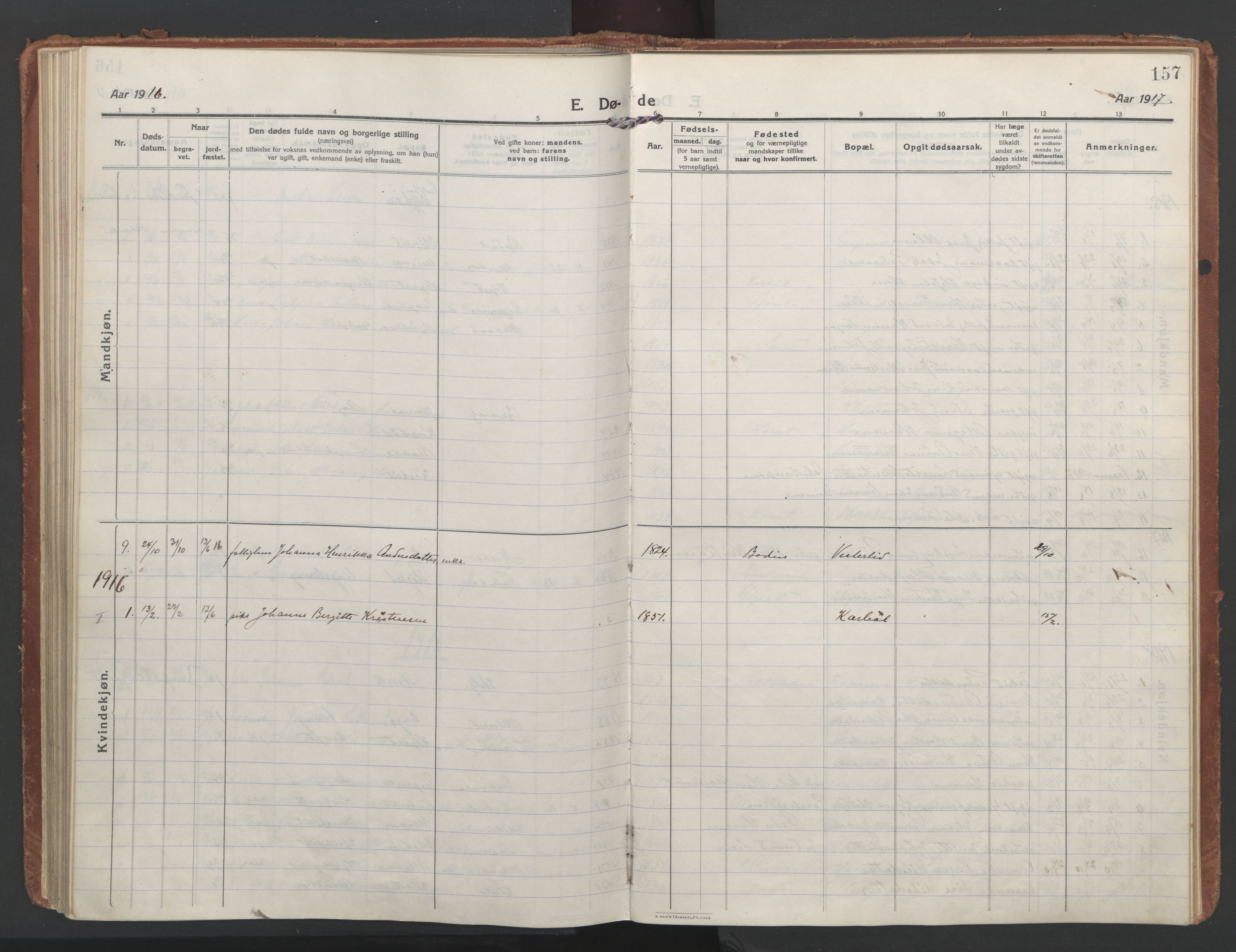 Ministerialprotokoller, klokkerbøker og fødselsregistre - Nordland, SAT/A-1459/852/L0748: Parish register (official) no. 852A18, 1913-1932, p. 157