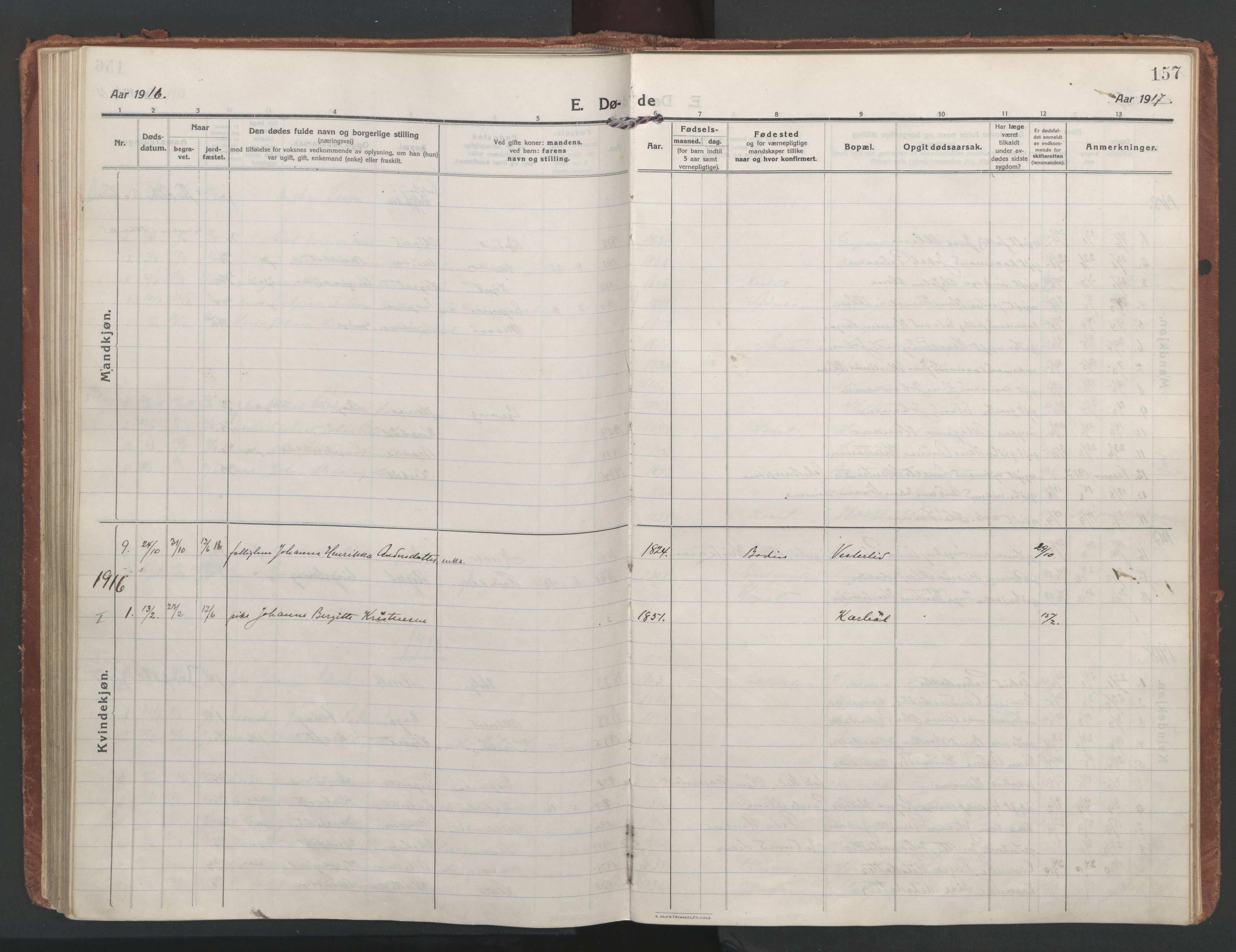 Ministerialprotokoller, klokkerbøker og fødselsregistre - Nordland, AV/SAT-A-1459/852/L0748: Parish register (official) no. 852A18, 1913-1932, p. 157