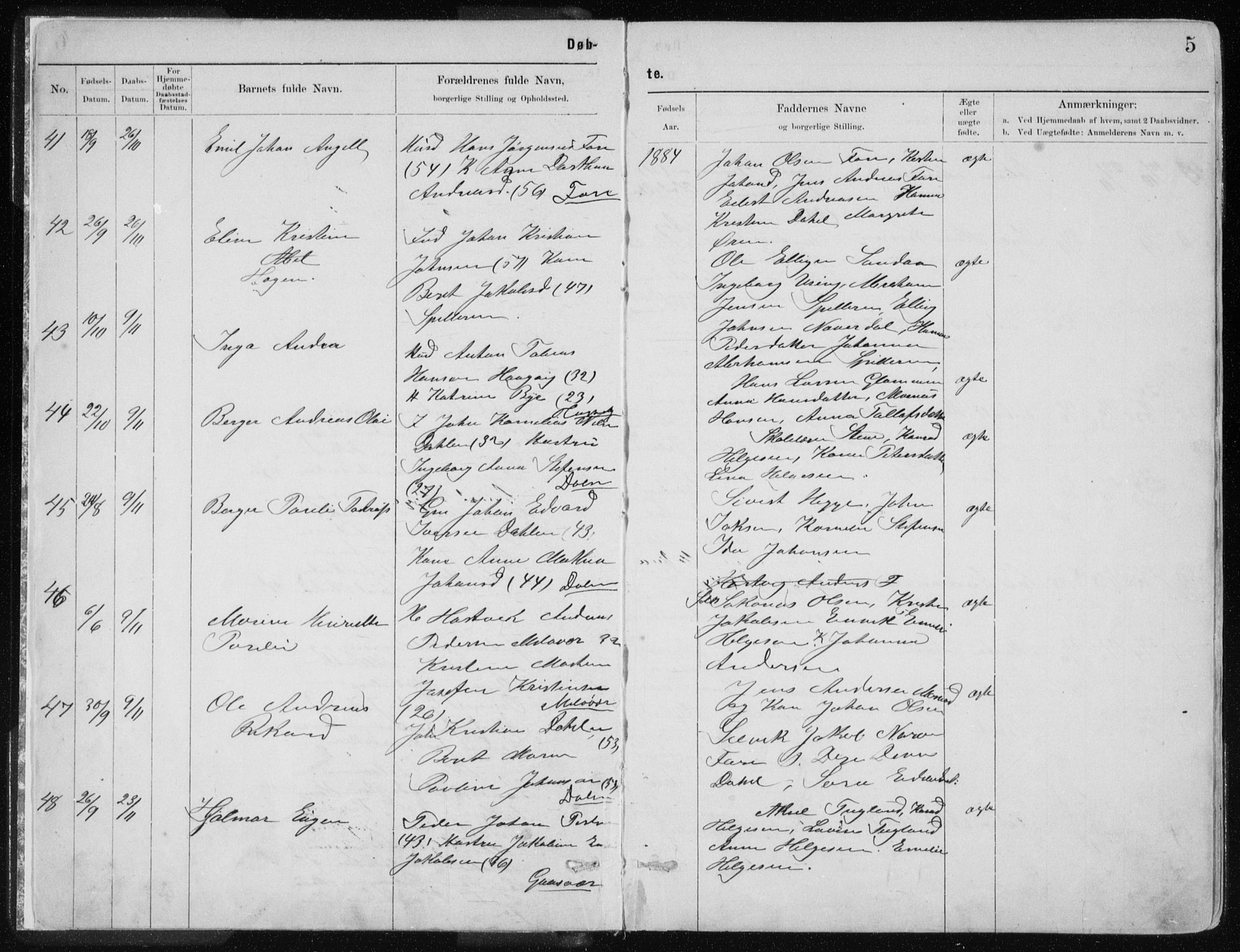 Ministerialprotokoller, klokkerbøker og fødselsregistre - Nordland, AV/SAT-A-1459/843/L0636: Parish register (copy) no. 843C05, 1884-1909, p. 5