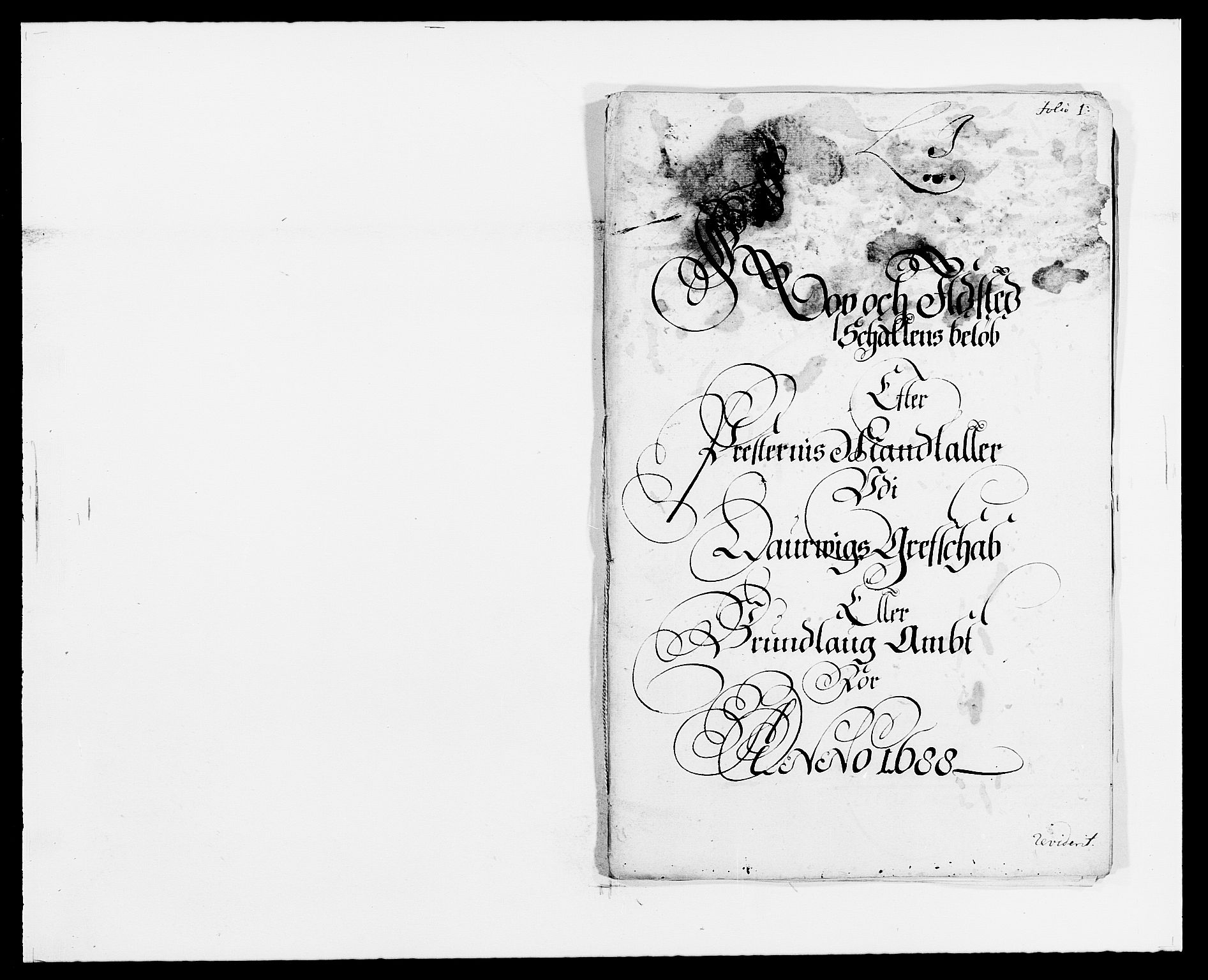 Rentekammeret inntil 1814, Reviderte regnskaper, Fogderegnskap, RA/EA-4092/R33/L1971: Fogderegnskap Larvik grevskap, 1688-1689, p. 146