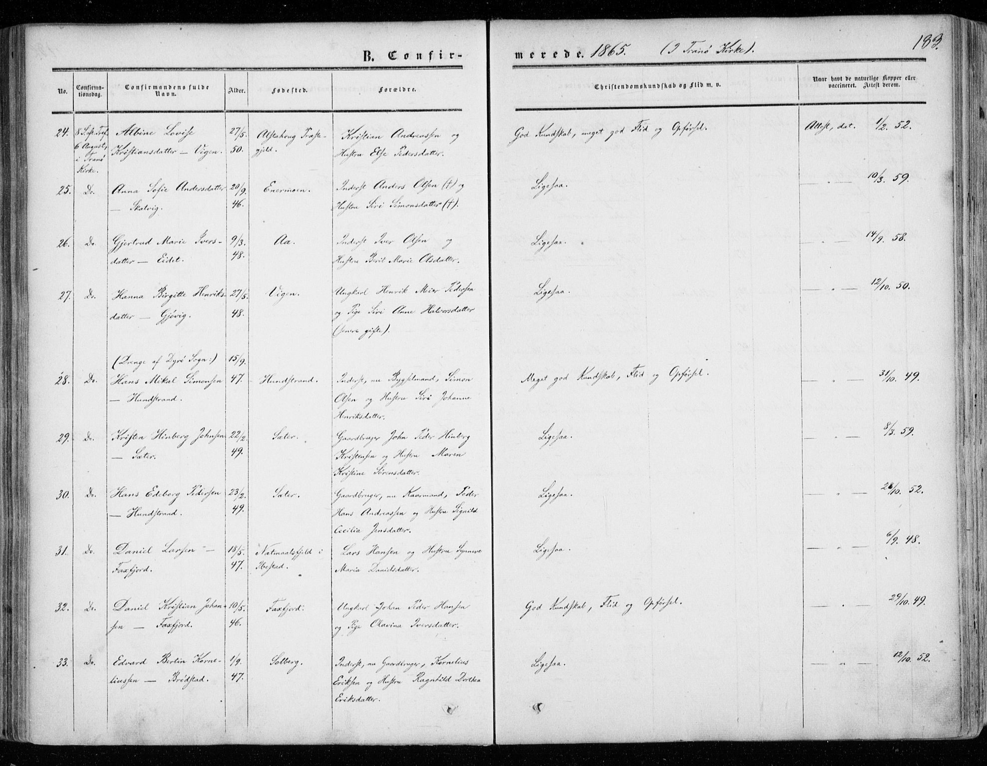 Tranøy sokneprestkontor, AV/SATØ-S-1313/I/Ia/Iaa/L0007kirke: Parish register (official) no. 7, 1856-1866, p. 183