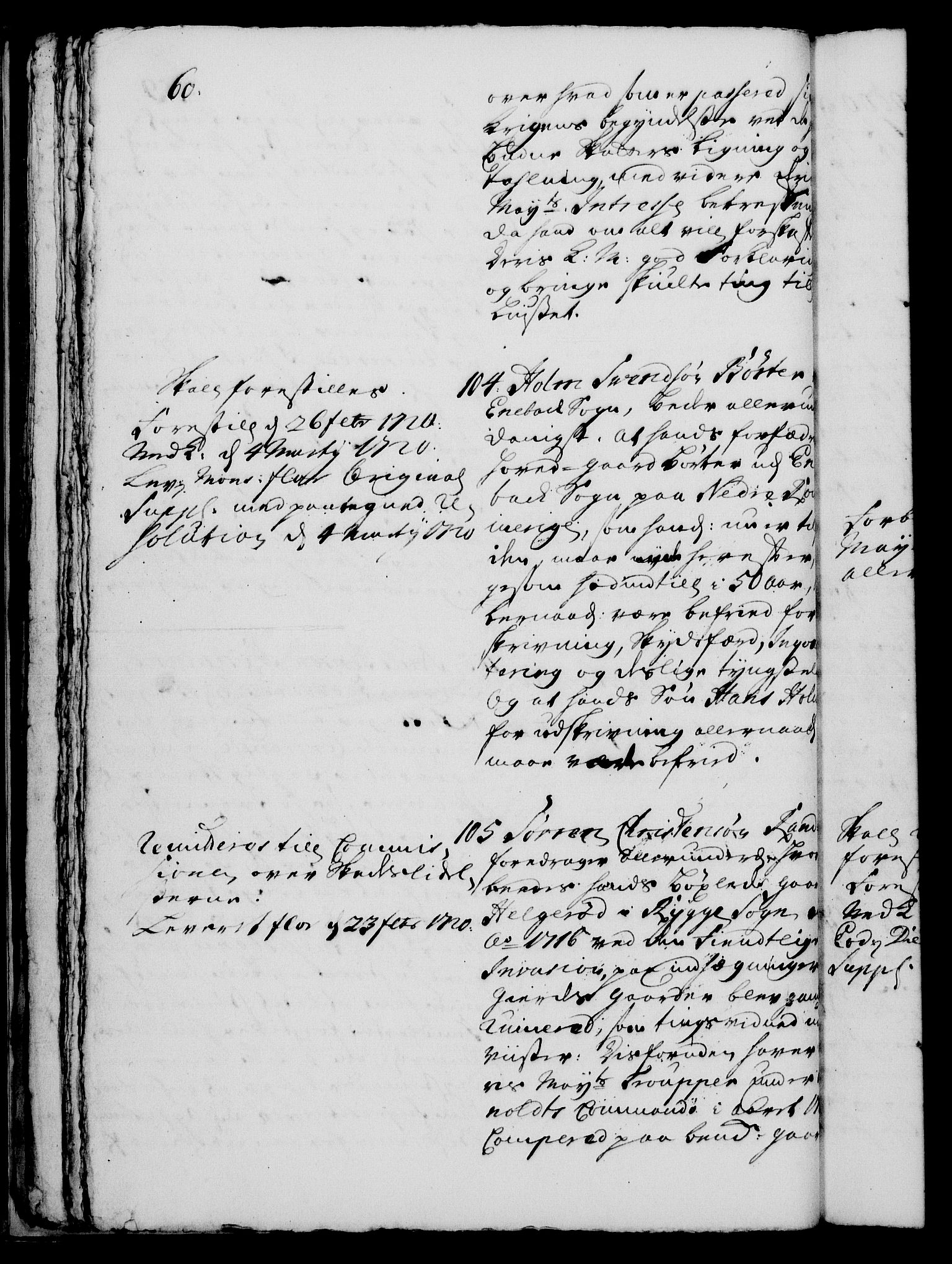 Rentekammeret, Kammerkanselliet, RA/EA-3111/G/Gh/Gha/L0001: Norsk ekstraktmemorialprotokoll, sak. 1-375 (merket RK 53.46), 1720, p. 60