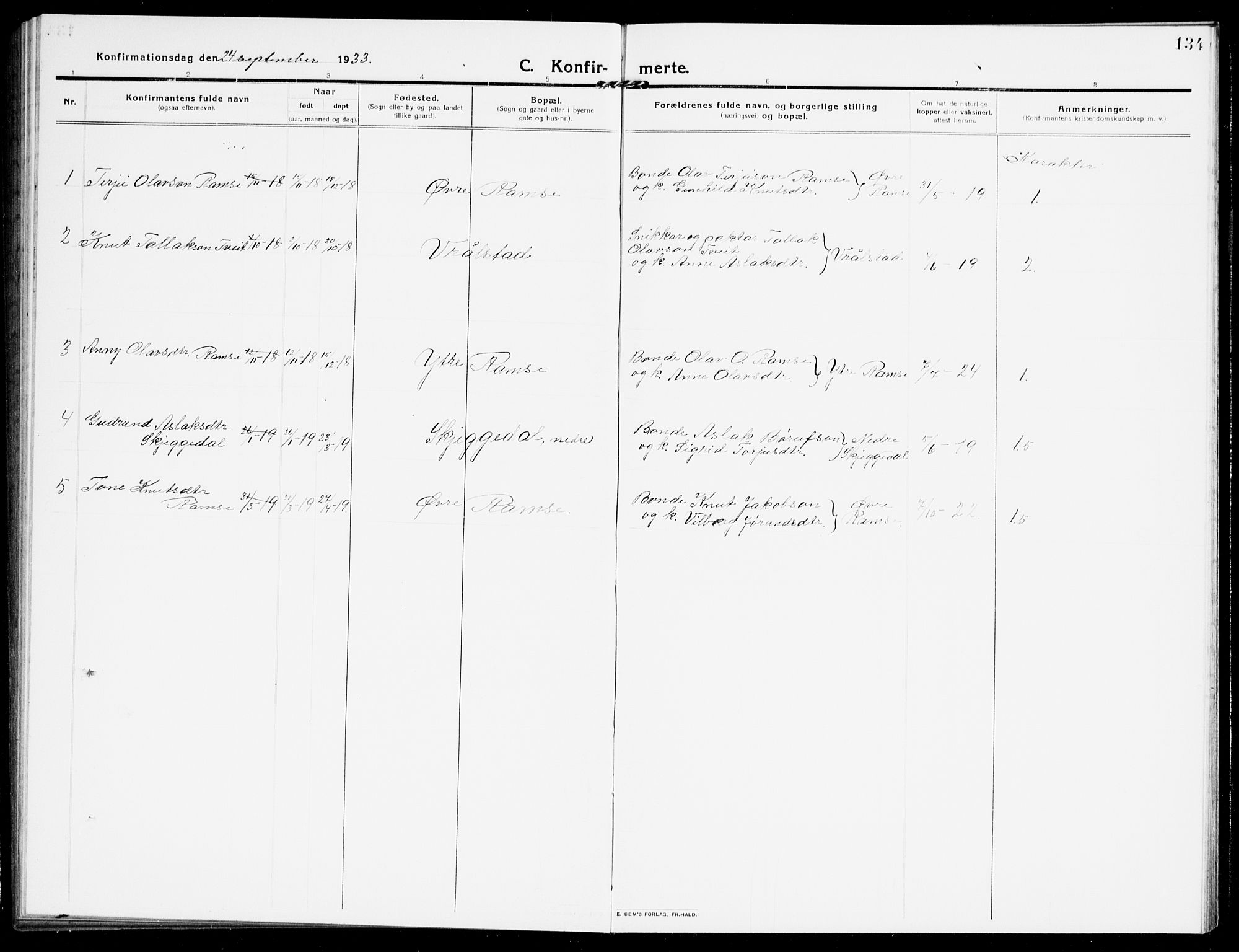 Åmli sokneprestkontor, SAK/1111-0050/F/Fb/Fbb/L0003: Parish register (copy) no. B 3, 1906-1941, p. 134