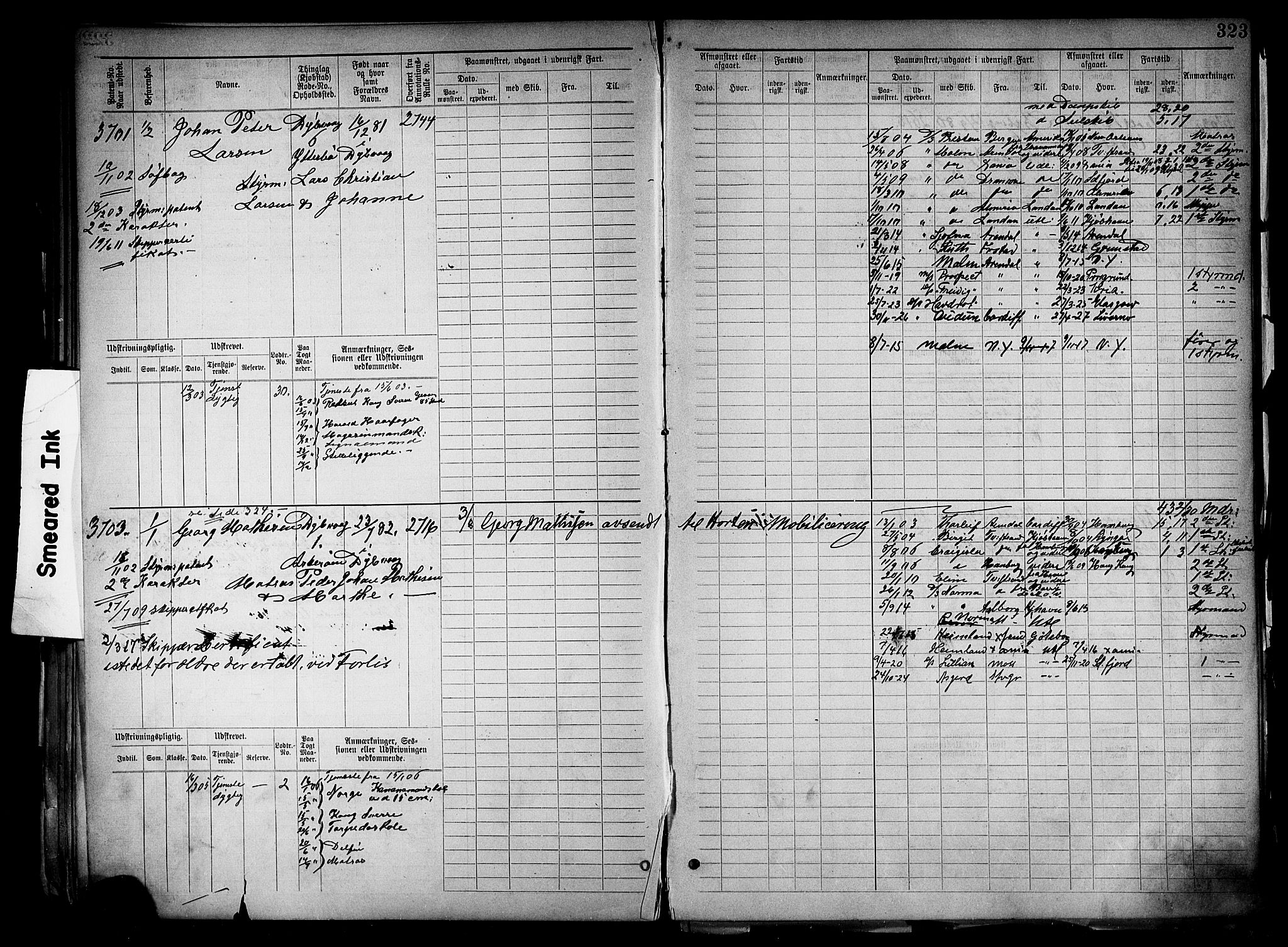 Tvedestrand mønstringskrets, AV/SAK-2031-0011/F/Fb/L0019: Hovedrulle nr 3057-3818, U-35, 1892-1906, p. 333