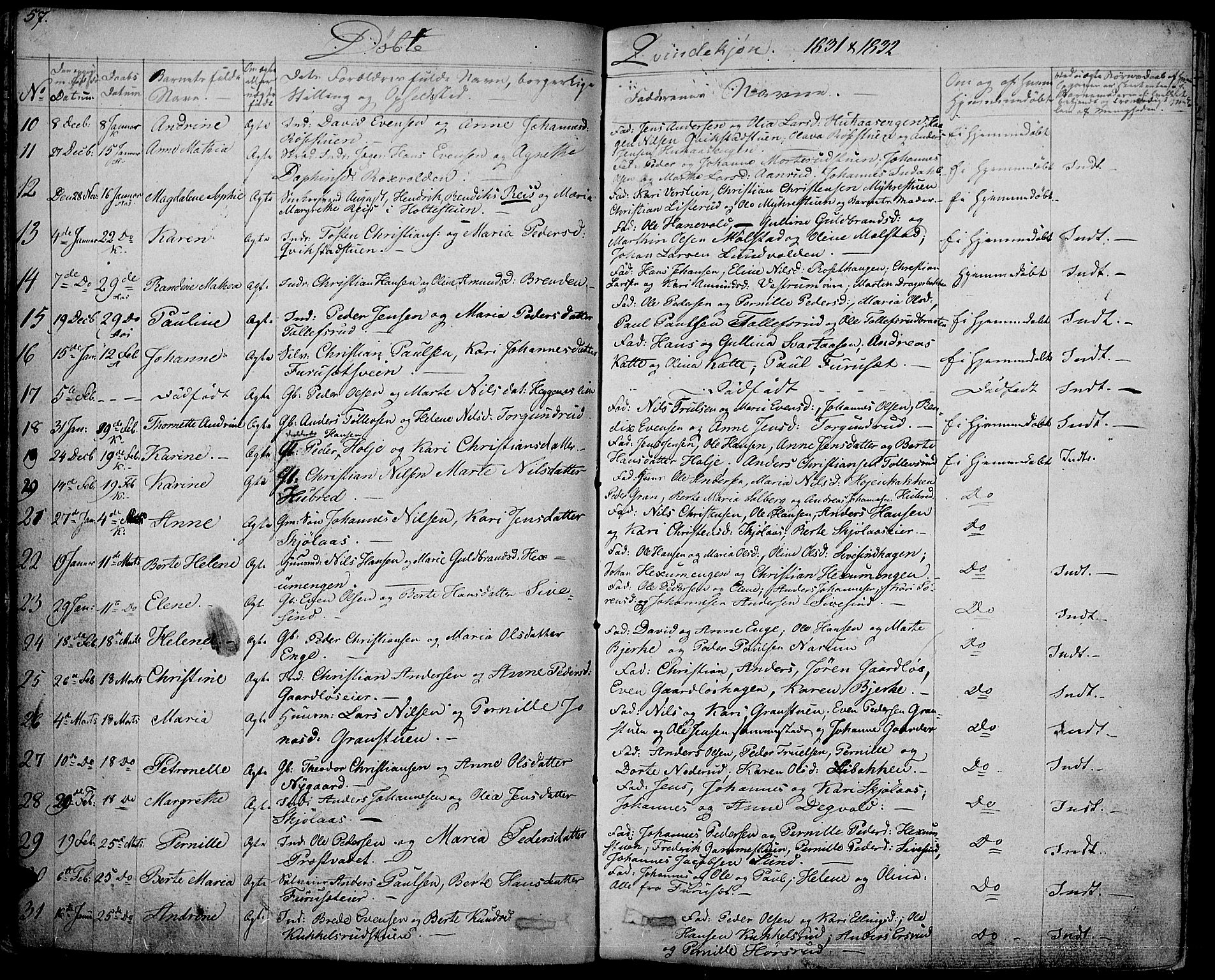 Vestre Toten prestekontor, AV/SAH-PREST-108/H/Ha/Haa/L0002: Parish register (official) no. 2, 1825-1837, p. 57