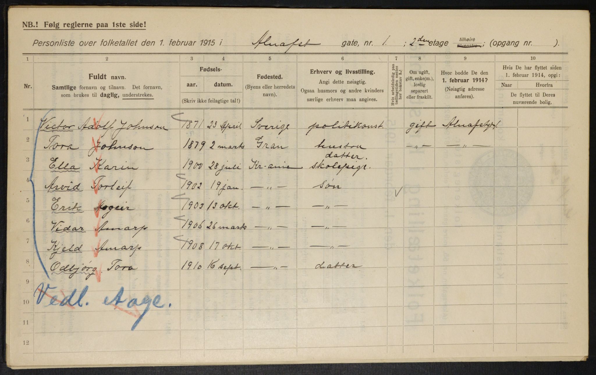 OBA, Municipal Census 1915 for Kristiania, 1915, p. 987