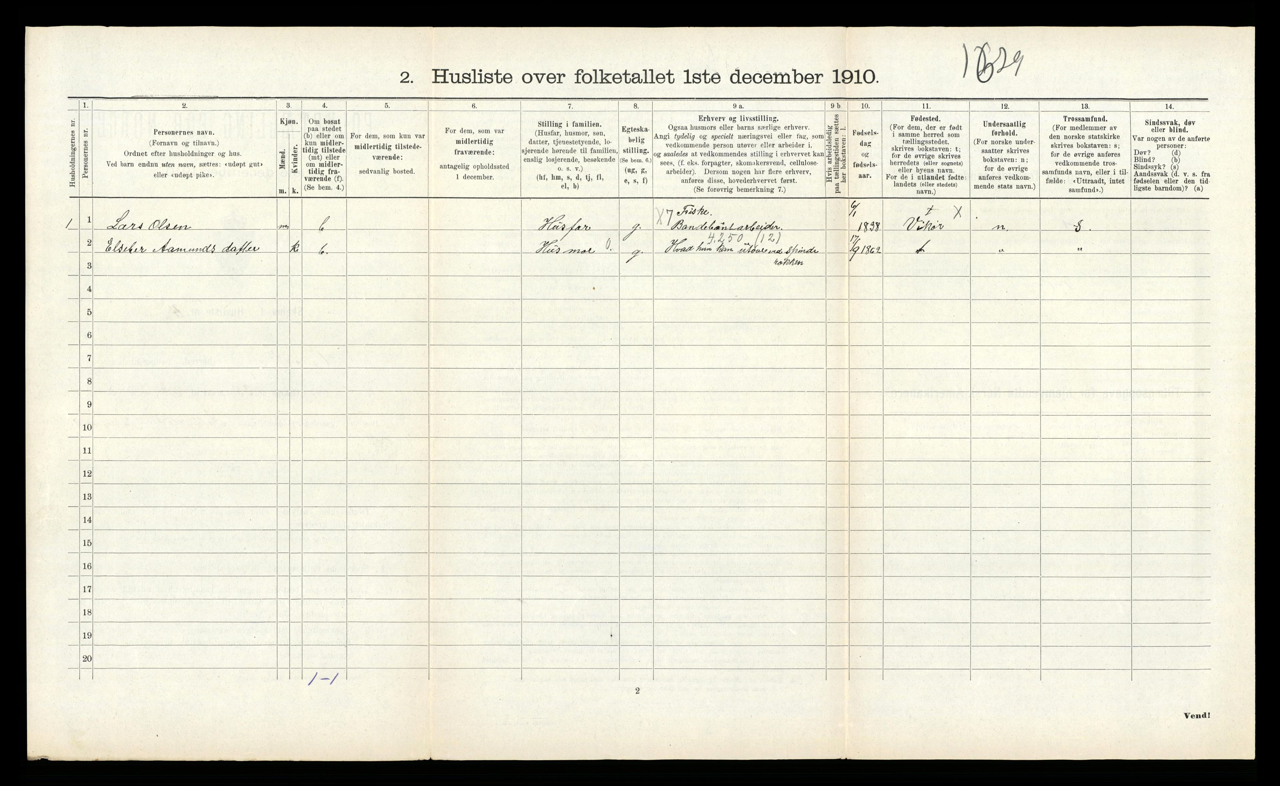 RA, 1910 census for Kvam, 1910, p. 636