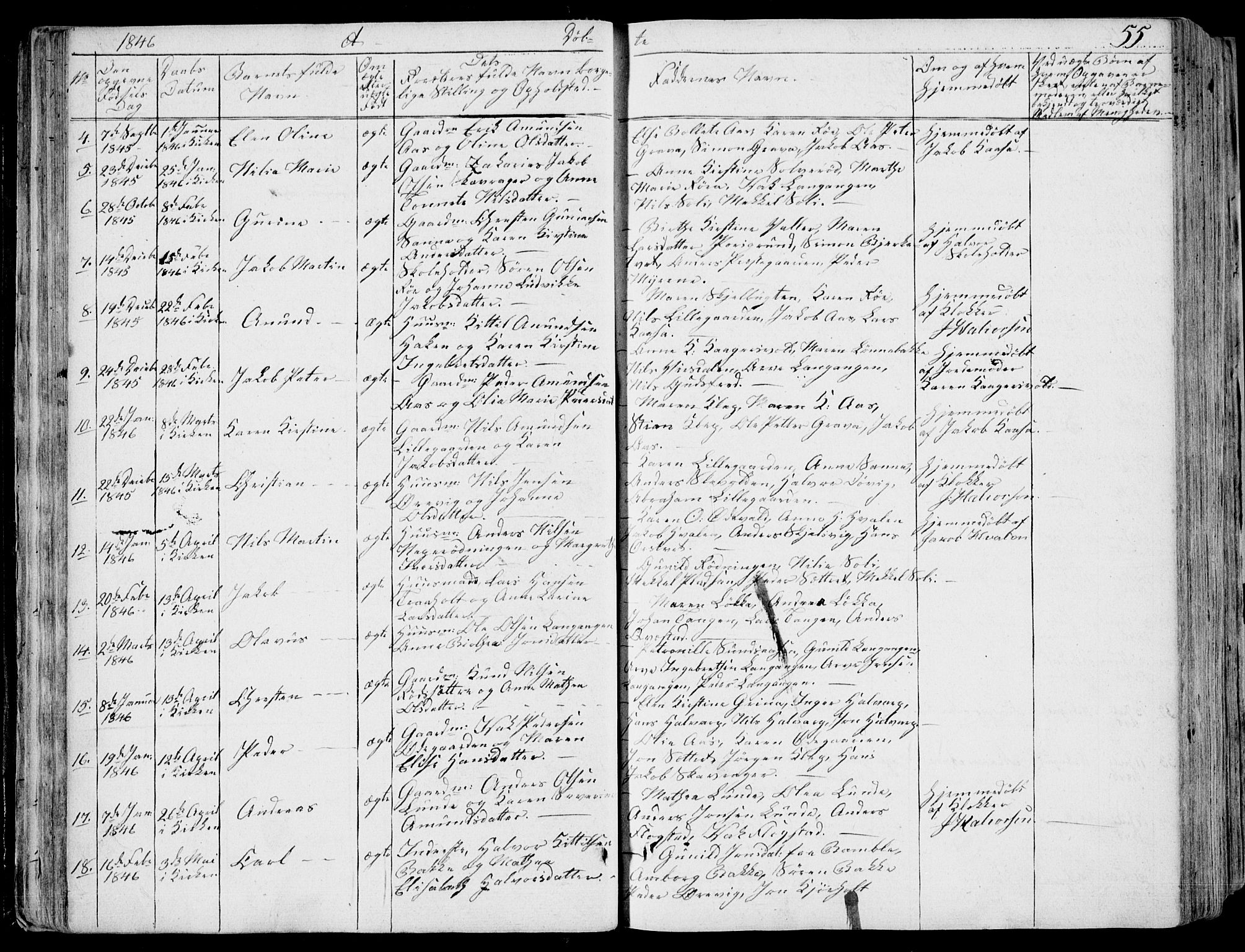 Eidanger kirkebøker, AV/SAKO-A-261/F/Fa/L0008: Parish register (official) no. 8, 1831-1858, p. 55