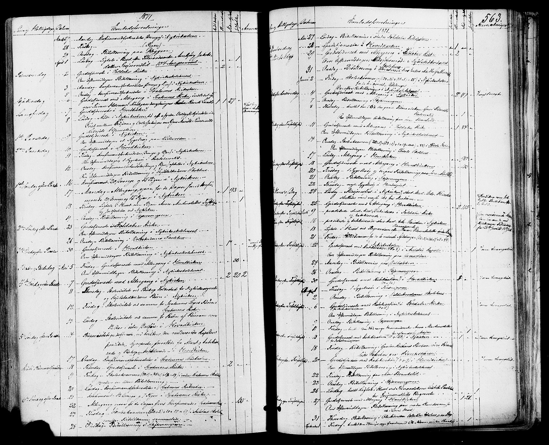 Gausdal prestekontor, SAH/PREST-090/H/Ha/Haa/L0010: Parish register (official) no. 10, 1867-1886, p. 563