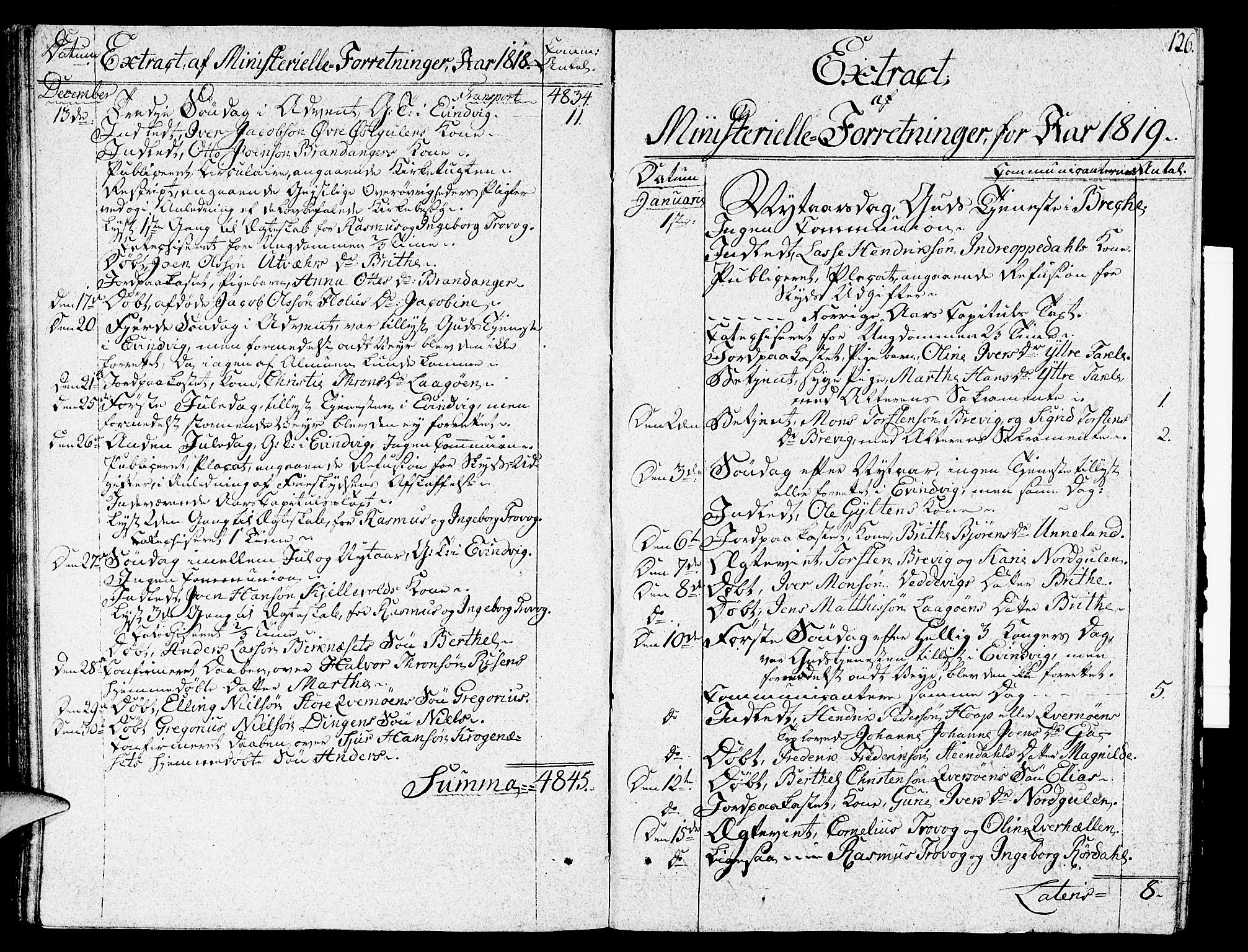 Gulen sokneprestembete, SAB/A-80201/H/Haa/Haaa/L0017: Parish register (official) no. A 17, 1809-1825, p. 126
