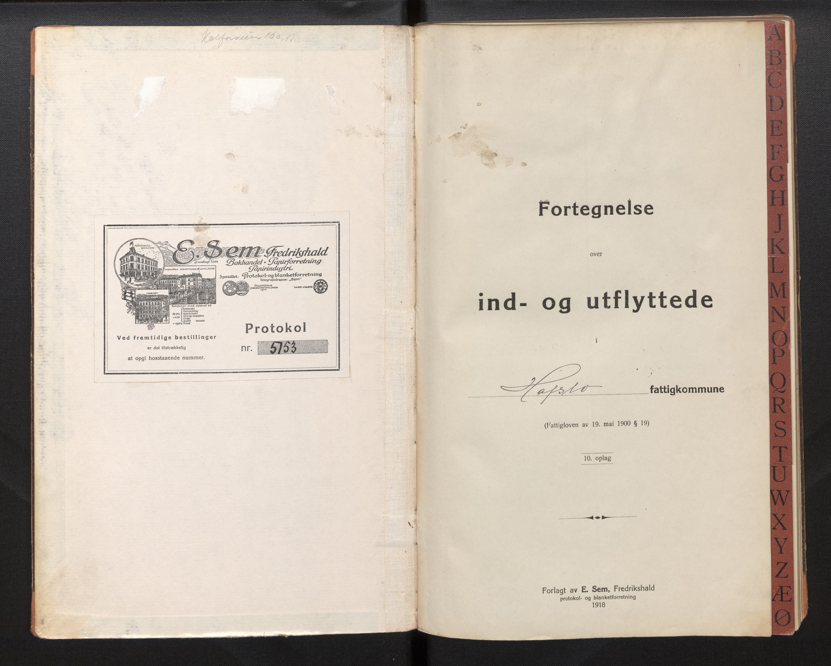 Lensmannen i Hafslo, AV/SAB-A-28001/0020/L0004: Protokoll over inn- og utflytte, 1933-1943