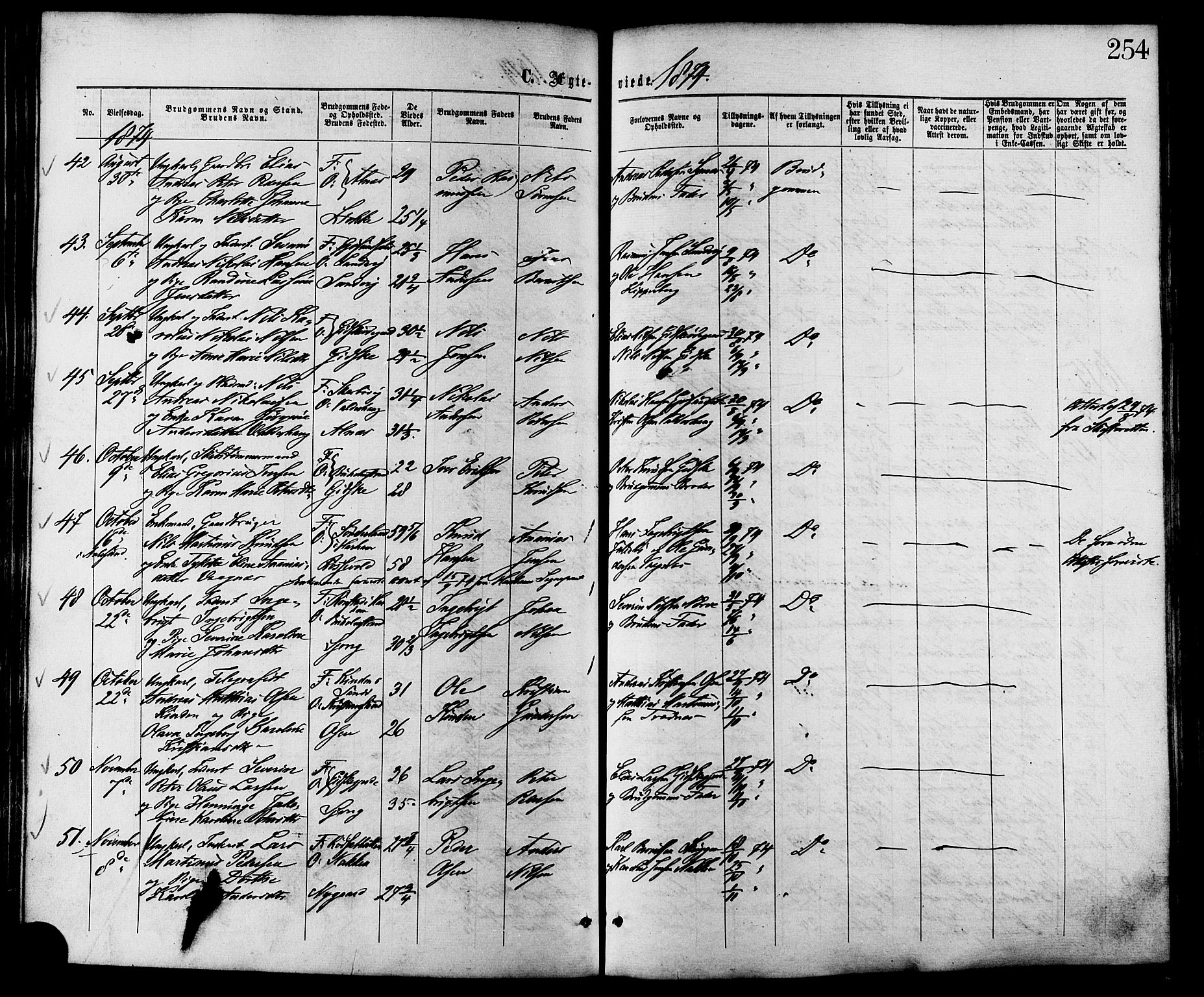 Ministerialprotokoller, klokkerbøker og fødselsregistre - Møre og Romsdal, AV/SAT-A-1454/528/L0399: Parish register (official) no. 528A10, 1864-1879, p. 254