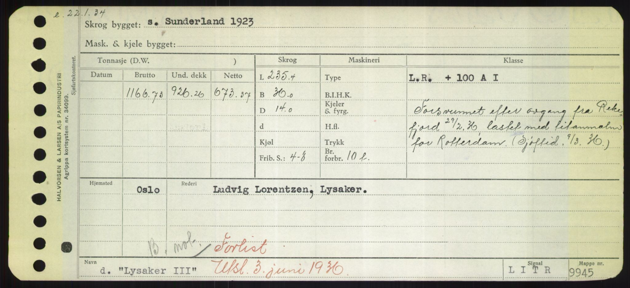 Sjøfartsdirektoratet med forløpere, Skipsmålingen, RA/S-1627/H/Hd/L0023: Fartøy, Lia-Løv, p. 501