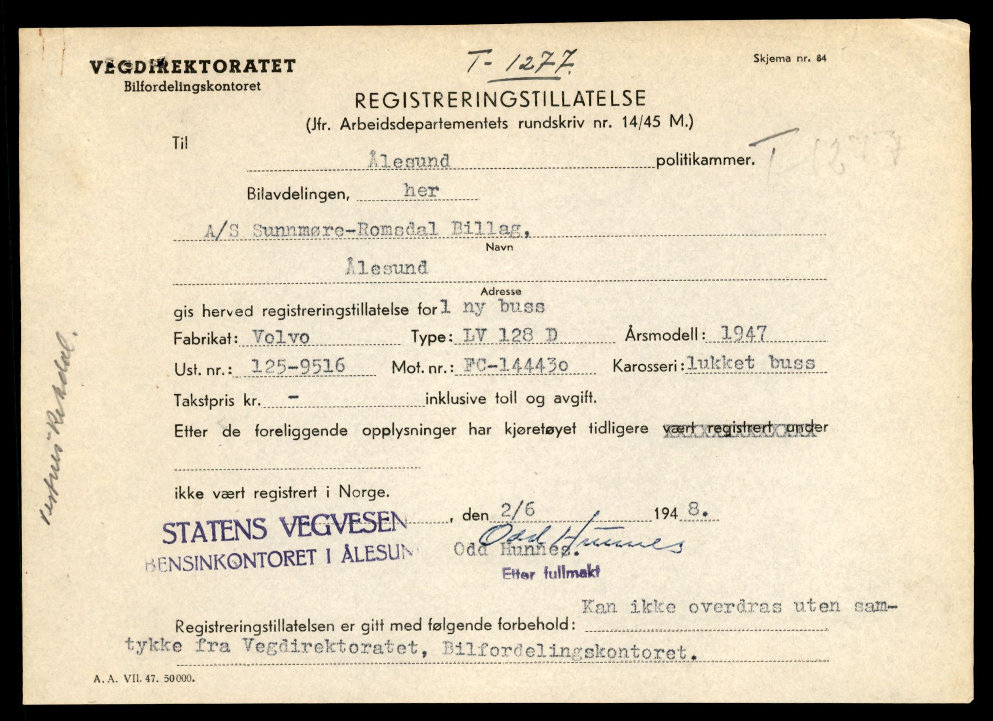 Møre og Romsdal vegkontor - Ålesund trafikkstasjon, AV/SAT-A-4099/F/Fe/L0008: Registreringskort for kjøretøy T 747 - T 894, 1927-1998, p. 13