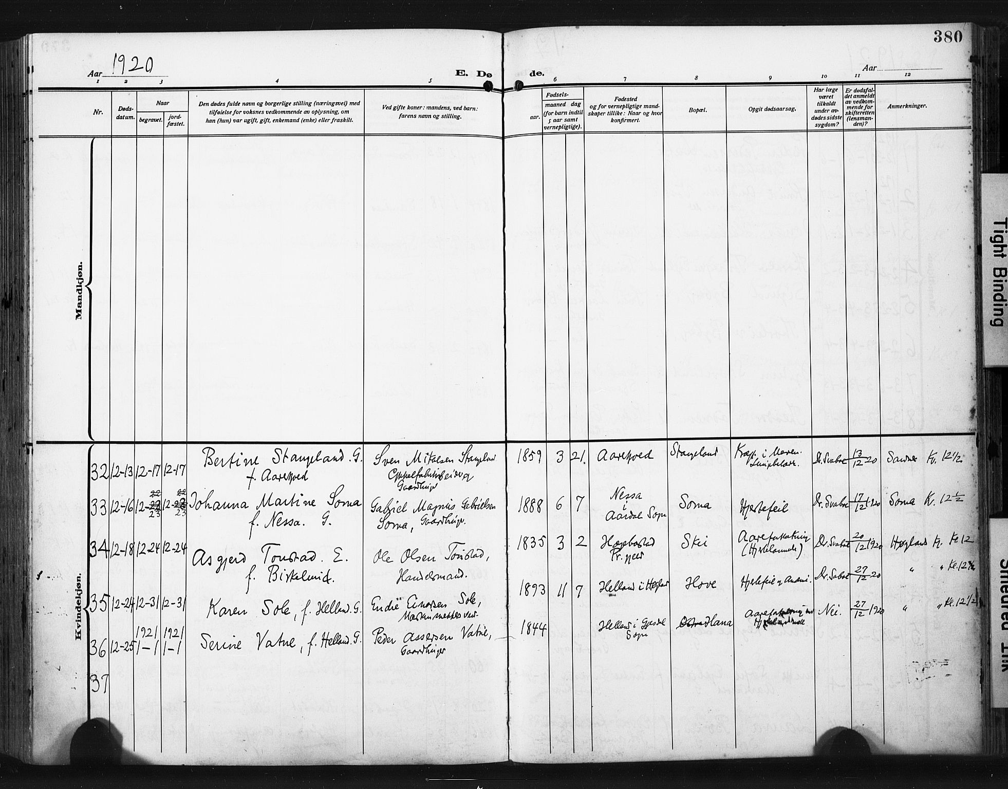Høyland sokneprestkontor, SAST/A-101799/001/30BA/L0017: Parish register (official) no. A 15, 1912-1924, p. 380