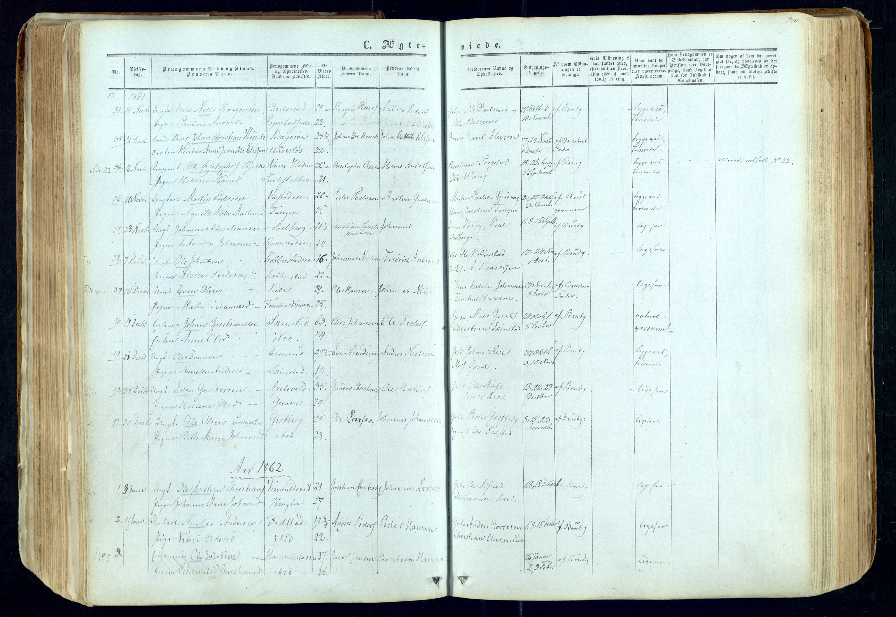 Østre Toten prestekontor, AV/SAH-PREST-104/H/Ha/Haa/L0004: Parish register (official) no. 4, 1857-1865, p. 240