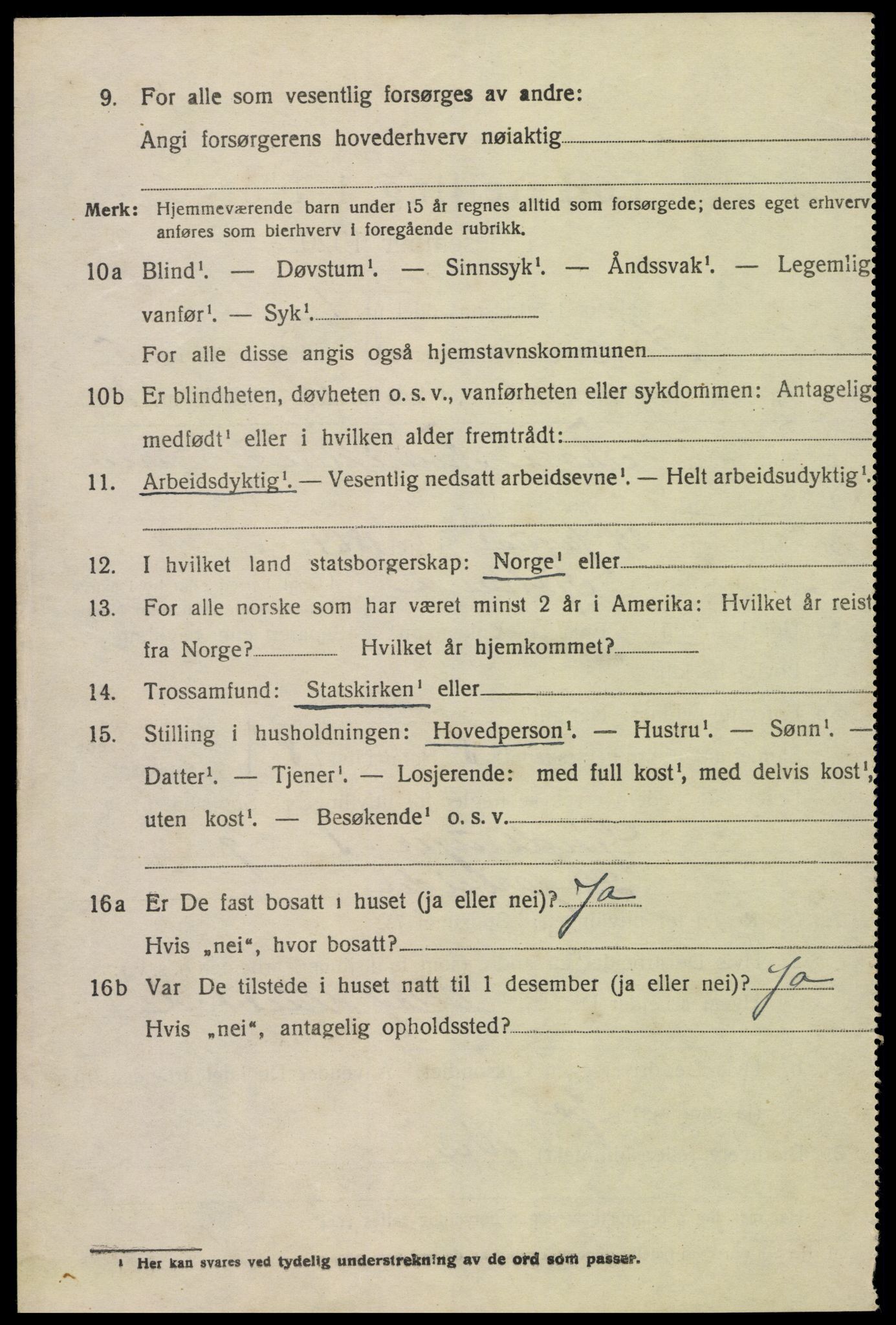 SAK, 1920 census for Iveland, 1920, p. 1586