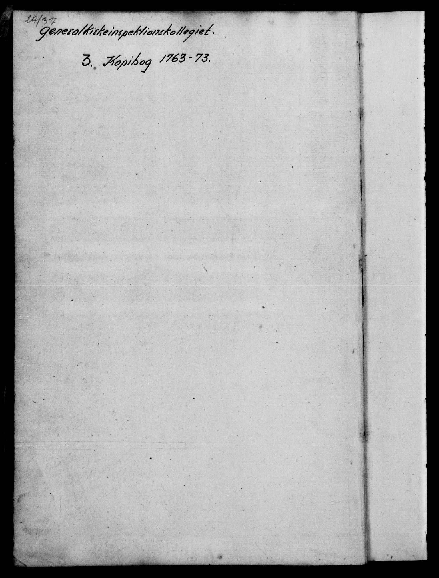 Generalkirkeinspektionskollegiet, DRA/A-0008/F4-03/F4-03-01: Kopibog for forestillinger og breve, 1763-1775