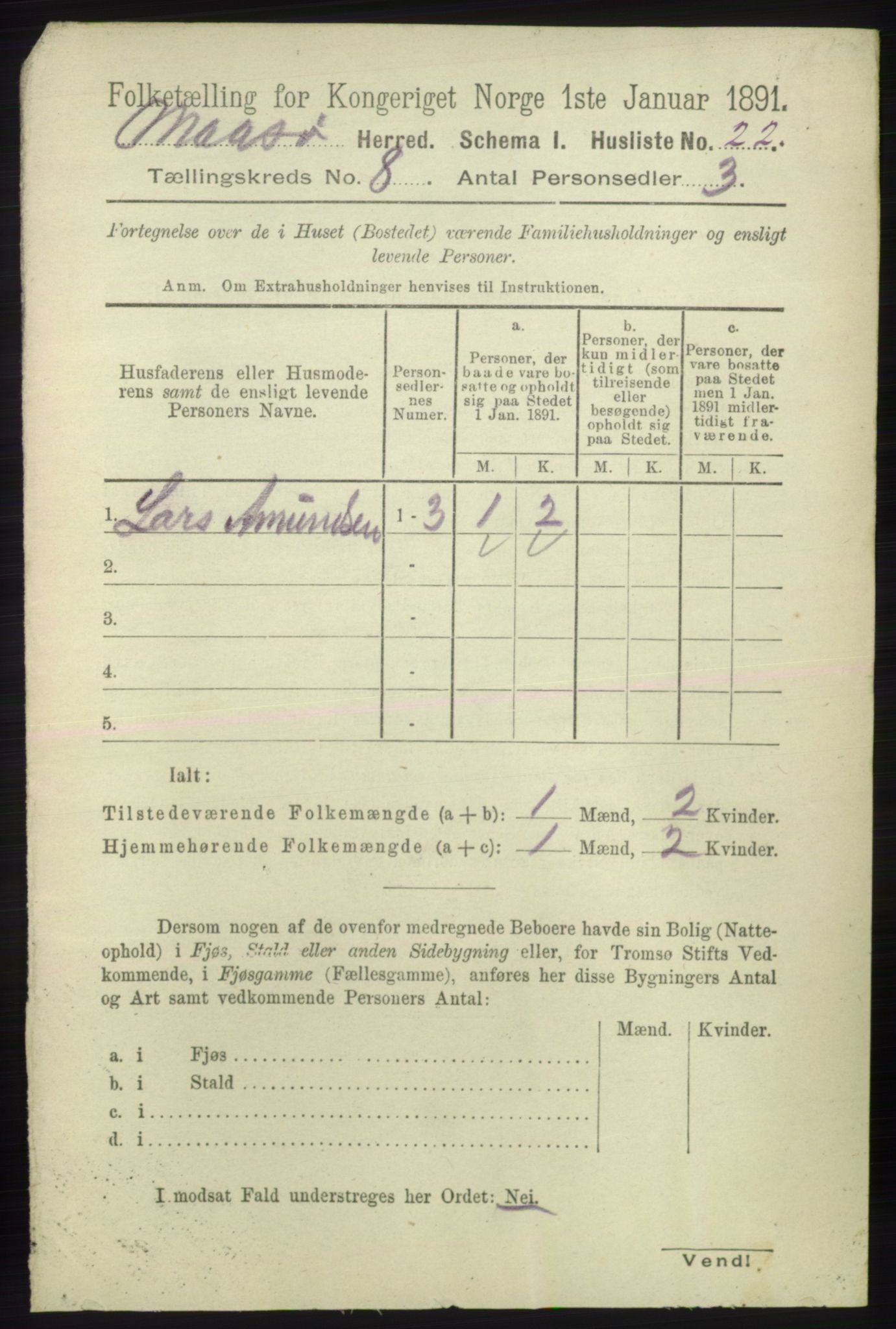 RA, 1891 census for 2018 Måsøy, 1891, p. 1519