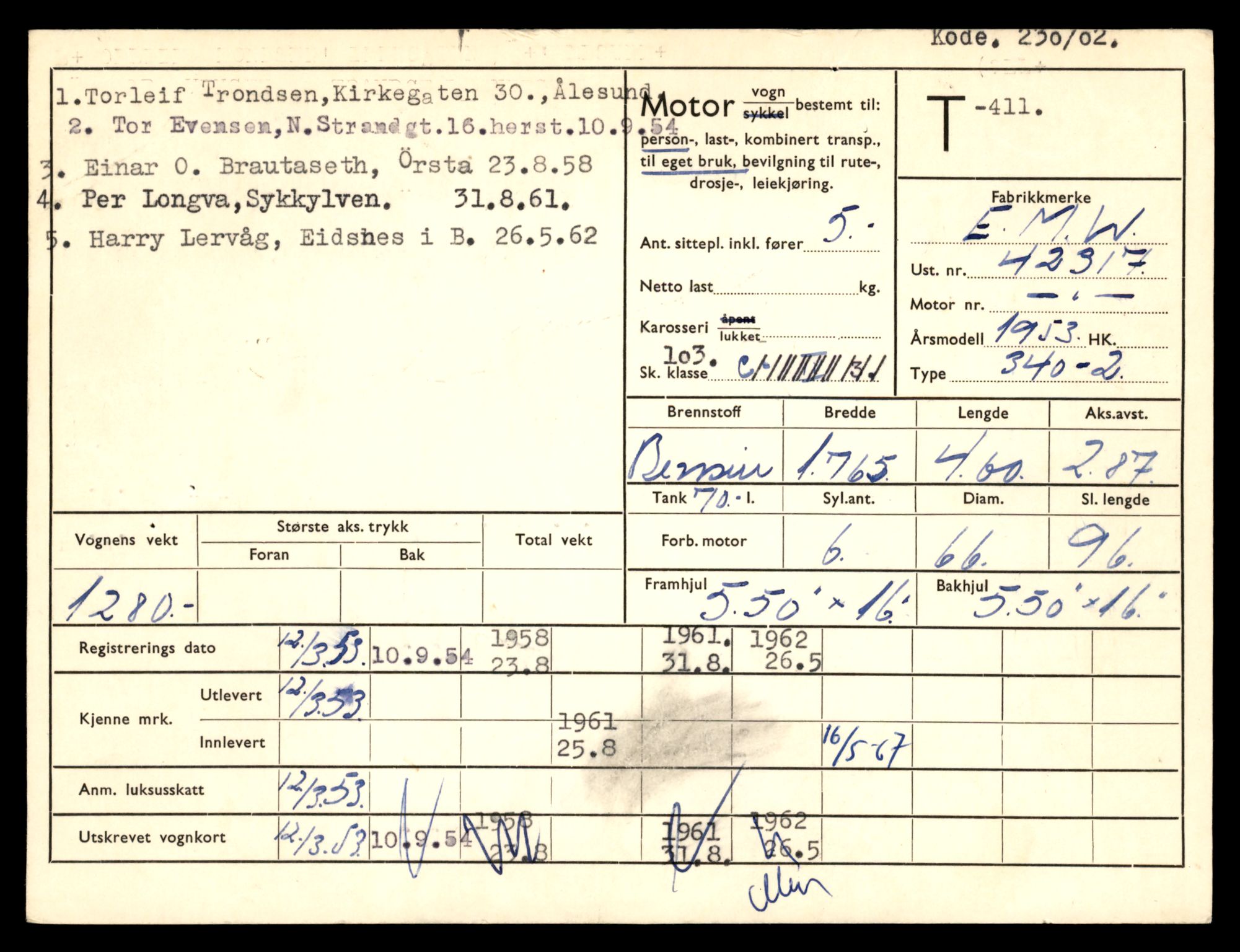 Møre og Romsdal vegkontor - Ålesund trafikkstasjon, SAT/A-4099/F/Fe/L0004: Registreringskort for kjøretøy T 341 - T 442, 1927-1998, p. 2029