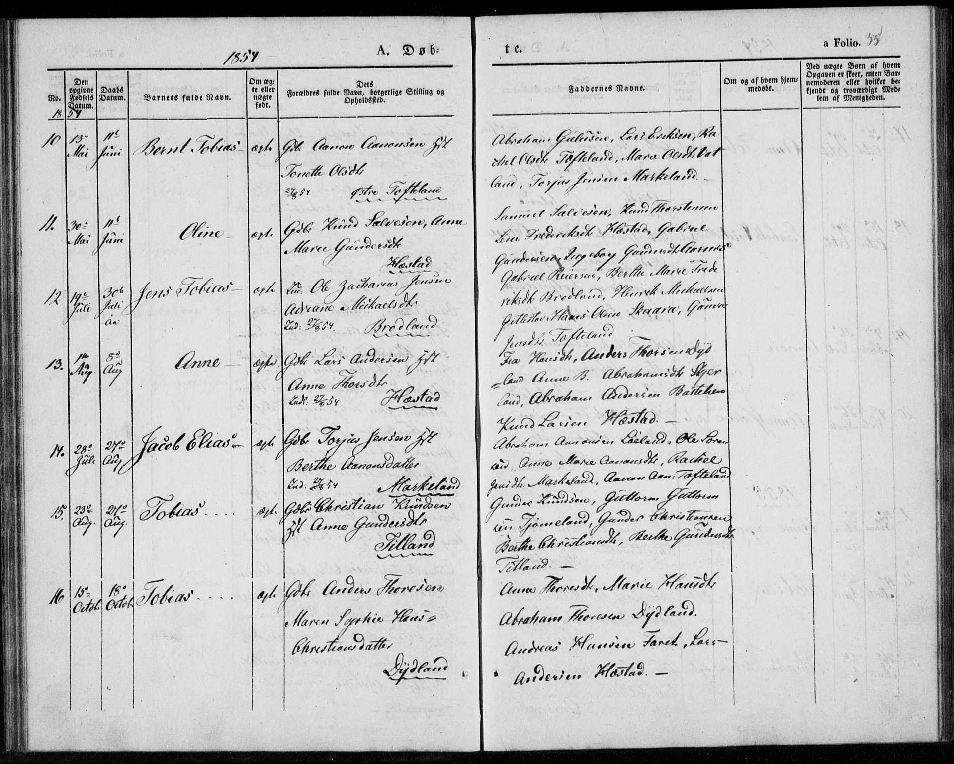 Lyngdal sokneprestkontor, SAK/1111-0029/F/Fa/Fab/L0001: Parish register (official) no. A 1, 1838-1860, p. 35