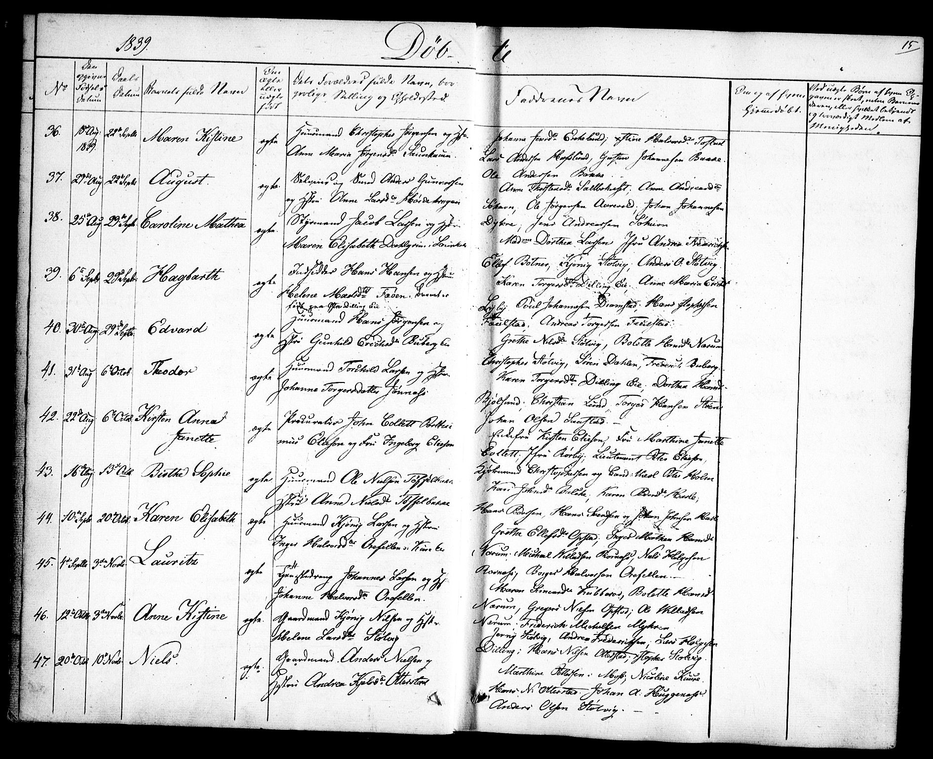 Rygge prestekontor Kirkebøker, AV/SAO-A-10084b/F/Fa/L0004: Parish register (official) no. 4, 1836-1851, p. 15