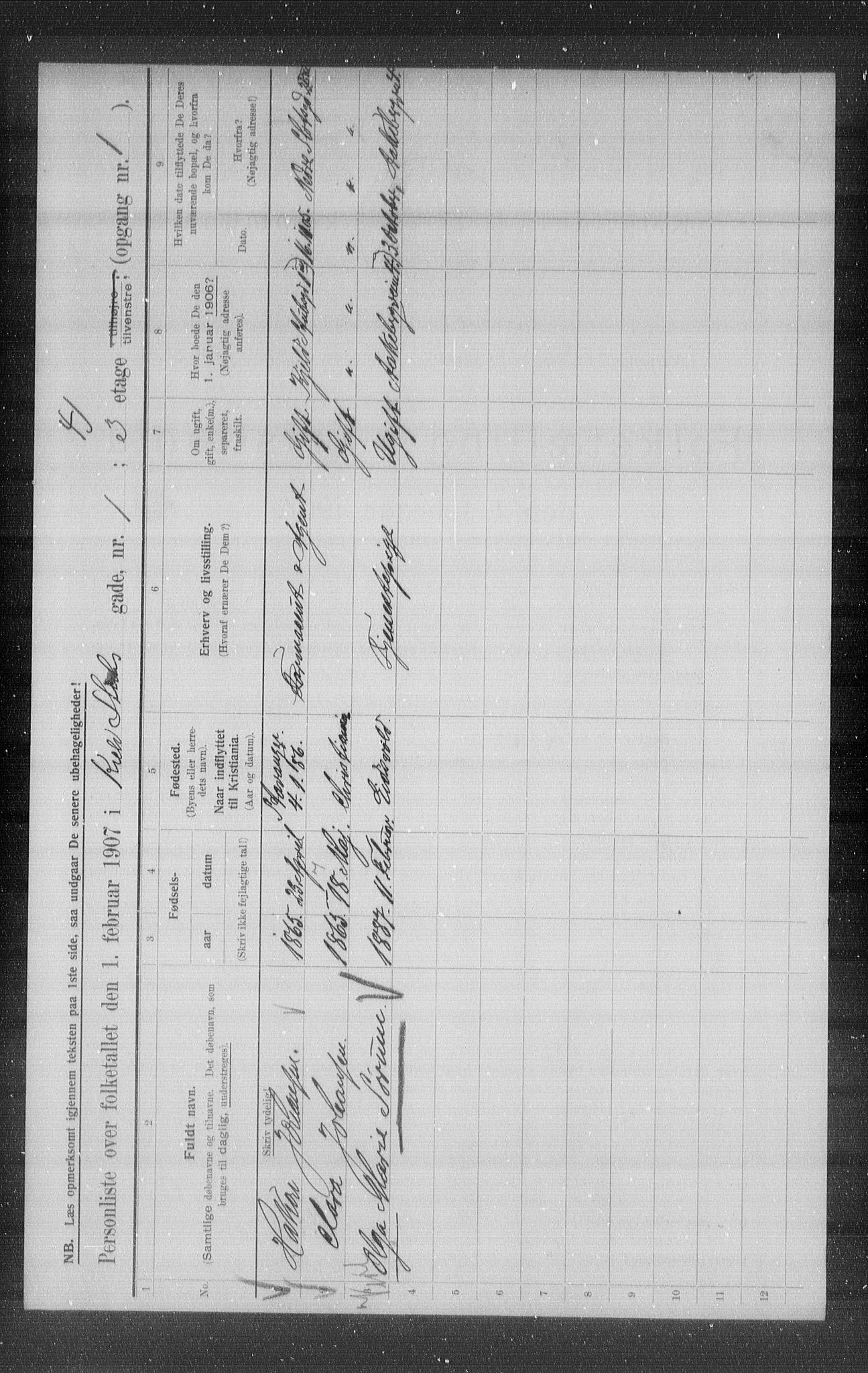 OBA, Municipal Census 1907 for Kristiania, 1907, p. 26153