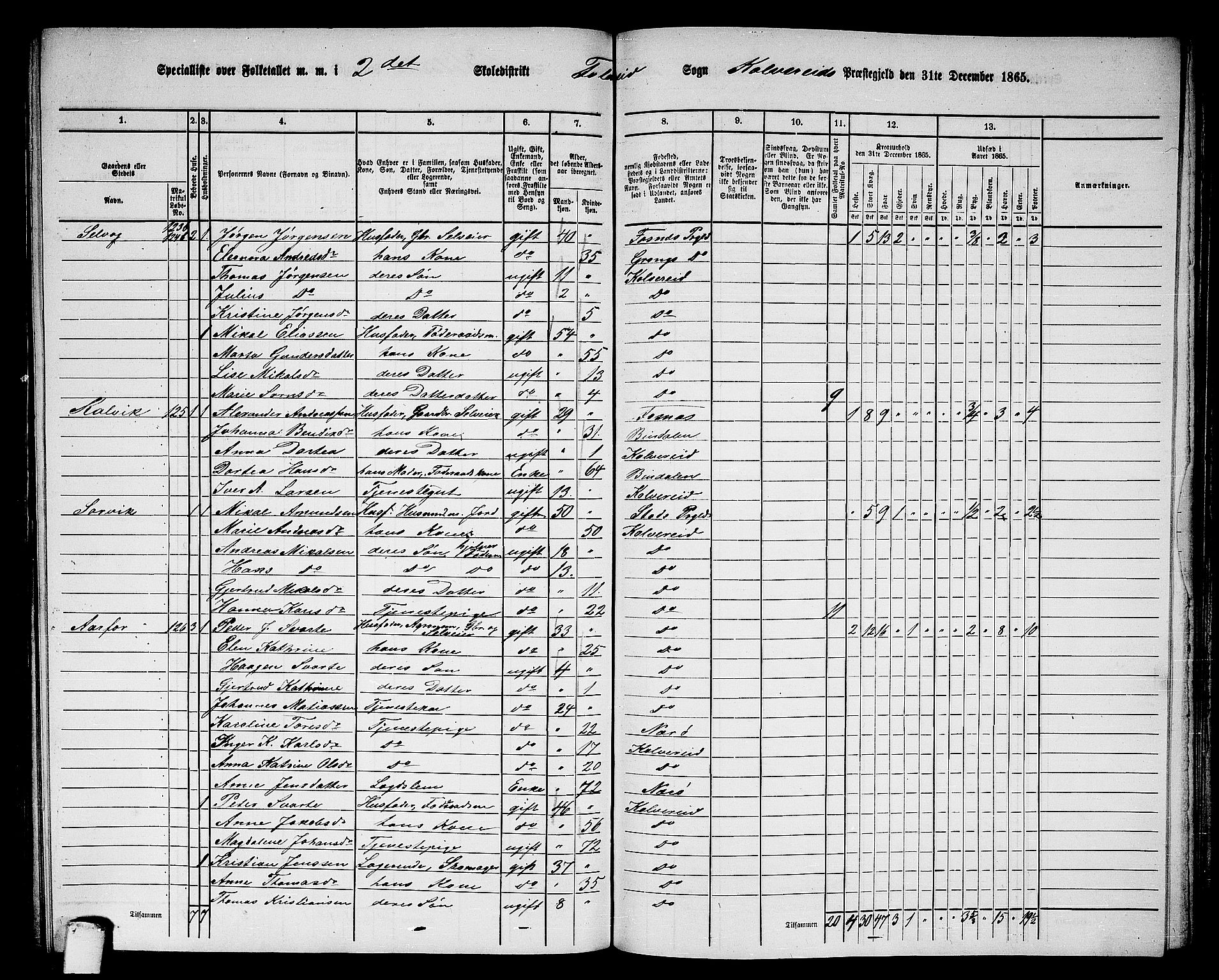 RA, 1865 census for Kolvereid, 1865, p. 31