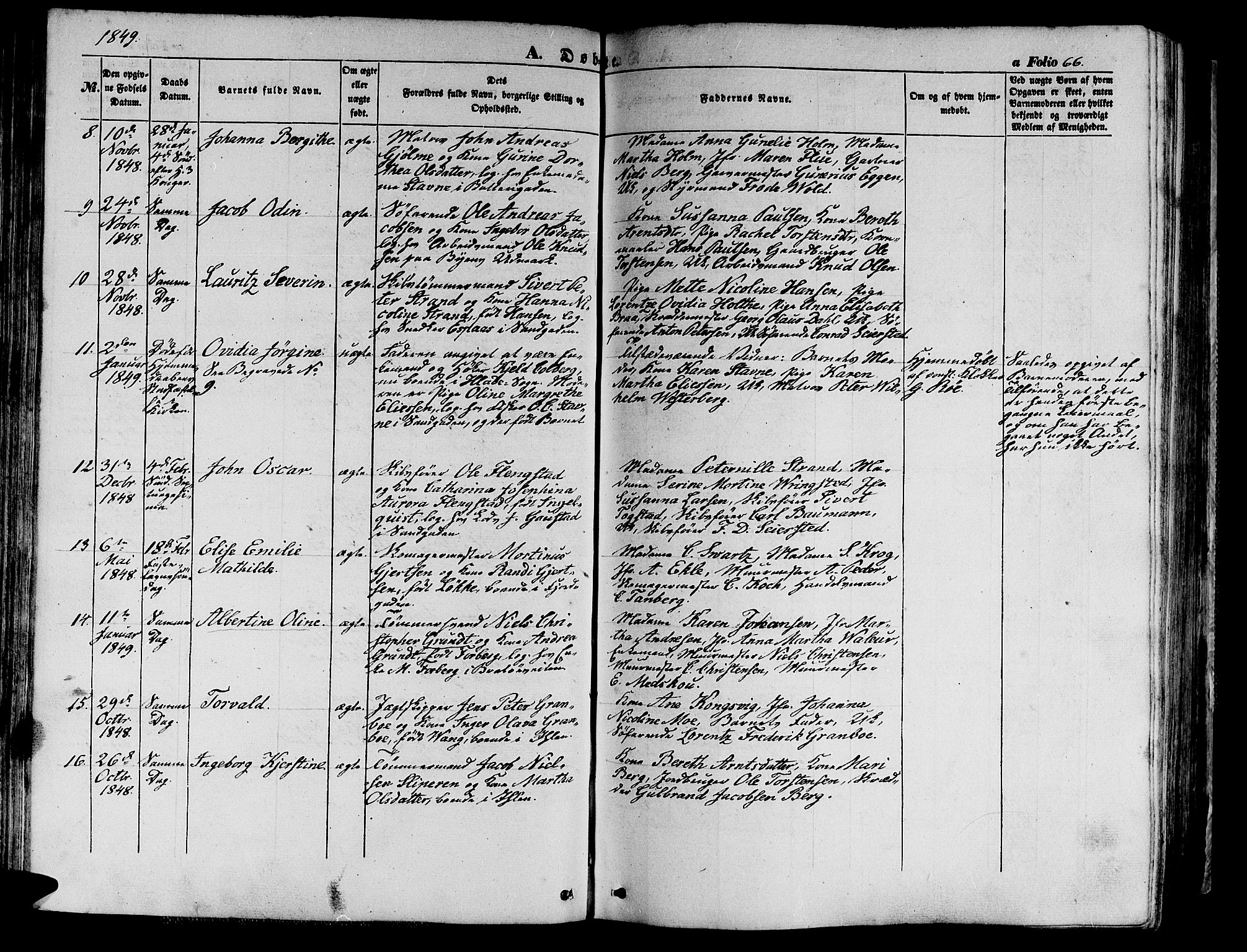 Ministerialprotokoller, klokkerbøker og fødselsregistre - Sør-Trøndelag, SAT/A-1456/602/L0137: Parish register (copy) no. 602C05, 1846-1856, p. 66