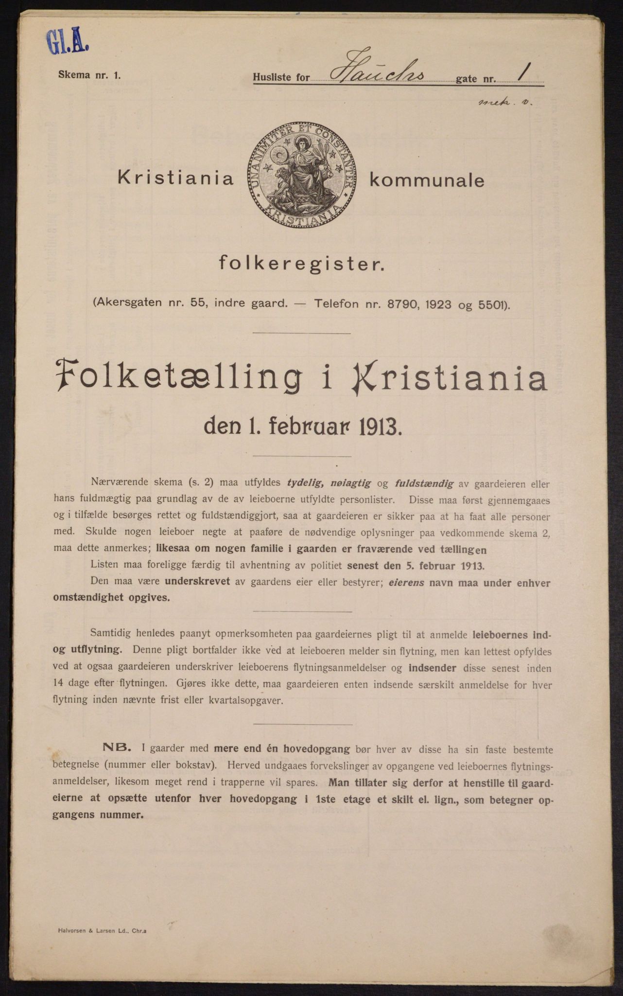 OBA, Municipal Census 1913 for Kristiania, 1913, p. 35106