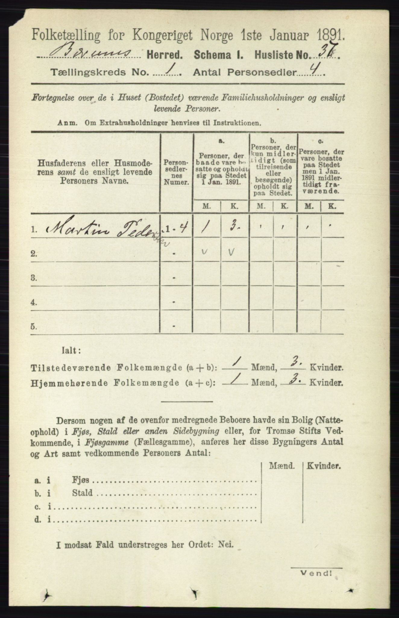 RA, 1891 census for 0219 Bærum, 1891, p. 80